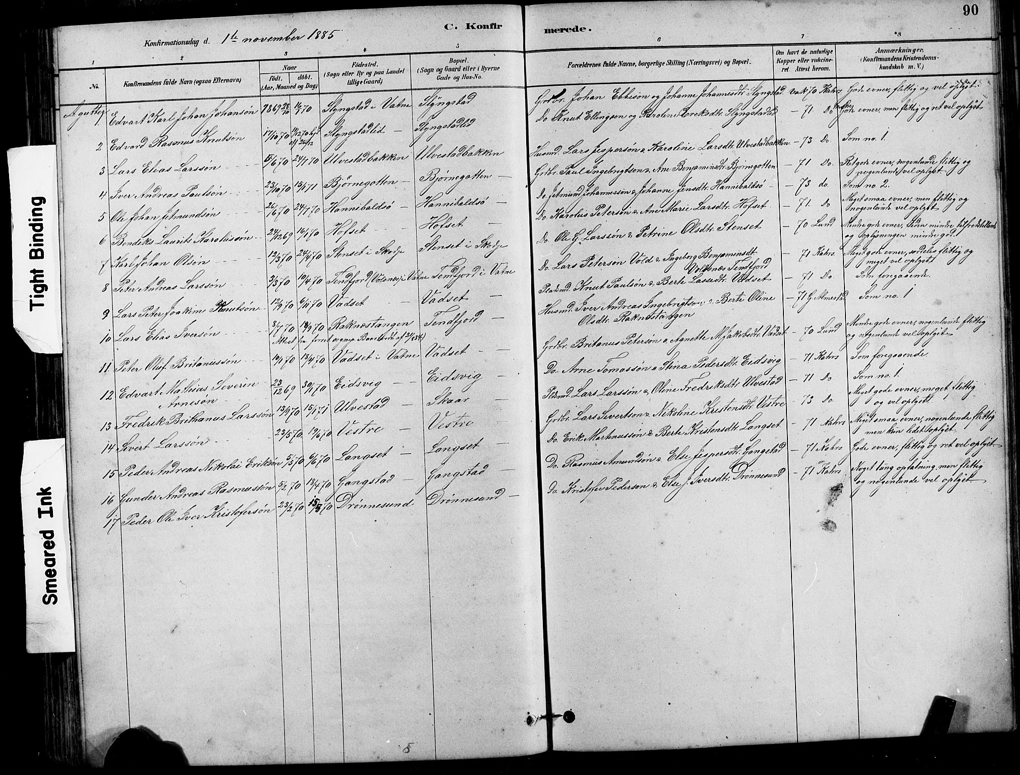 Ministerialprotokoller, klokkerbøker og fødselsregistre - Møre og Romsdal, AV/SAT-A-1454/525/L0376: Parish register (copy) no. 525C02, 1880-1902, p. 90