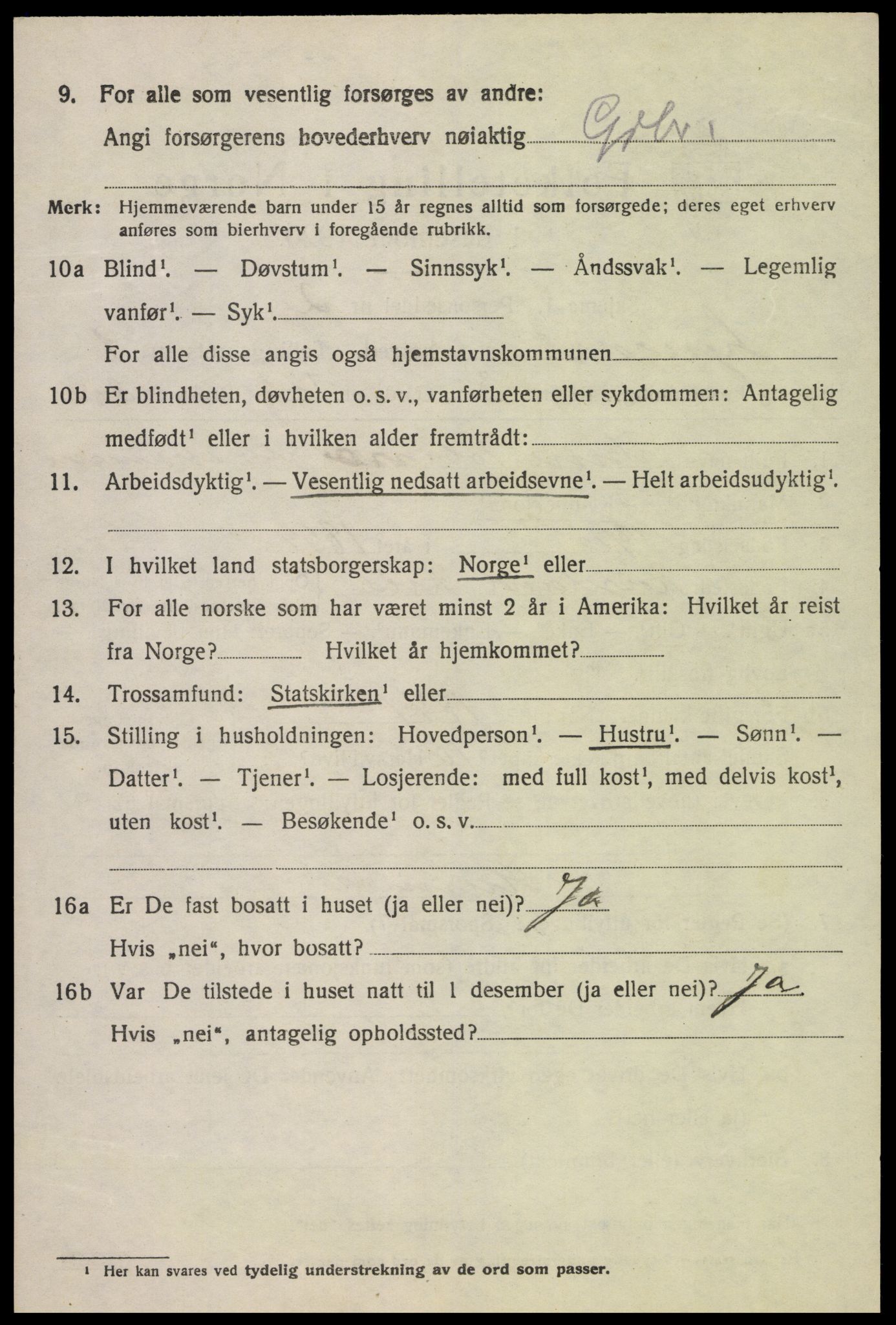 SAK, 1920 census for Lyngdal, 1920, p. 4638