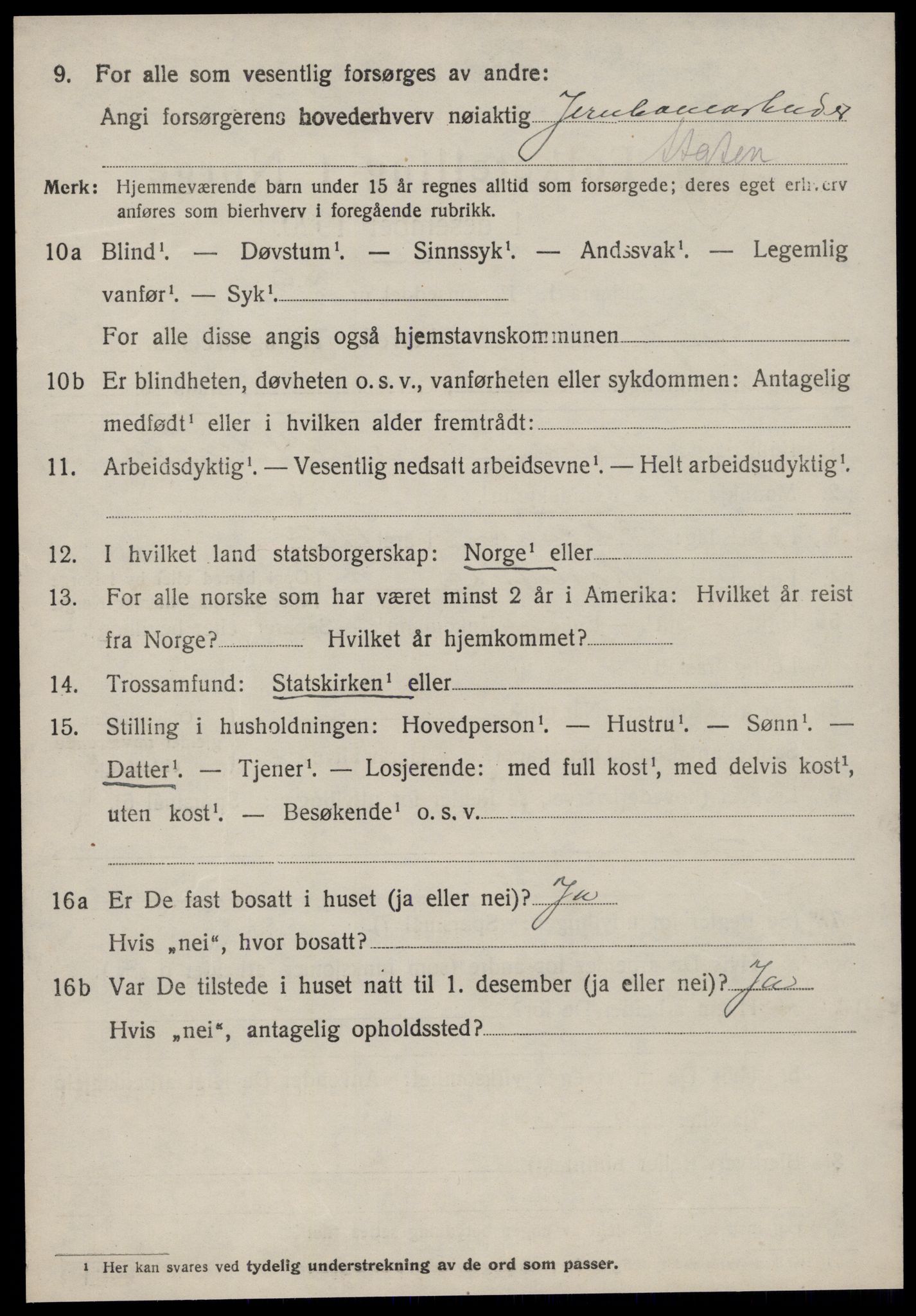 SAT, 1920 census for Grytten, 1920, p. 2211