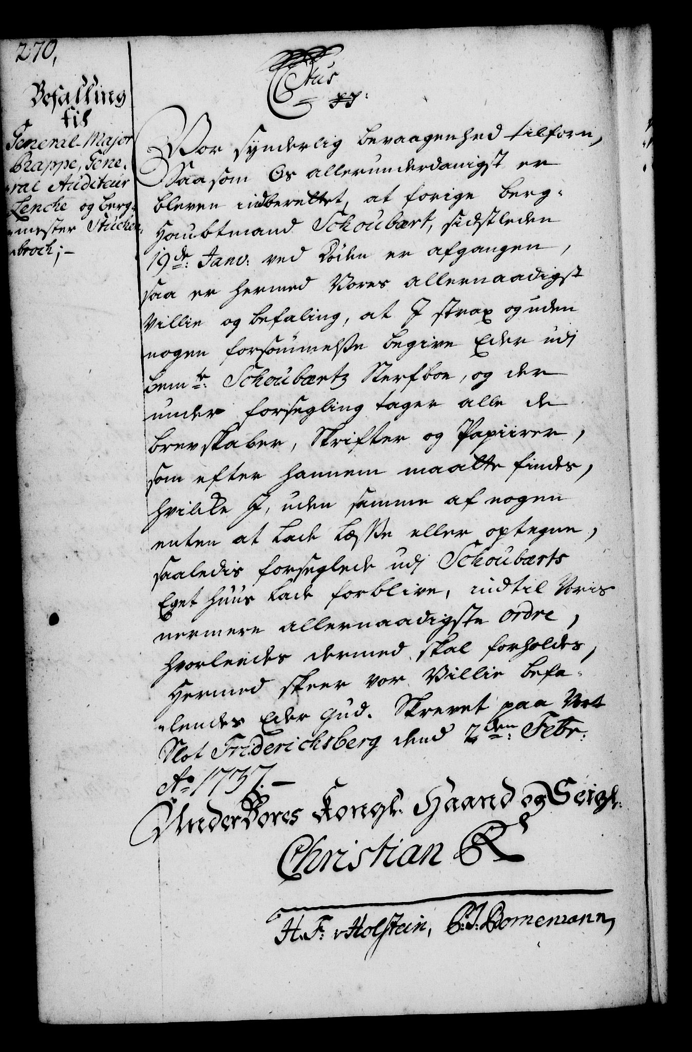 Rentekammeret, Kammerkanselliet, RA/EA-3111/G/Gg/Gga/L0004: Norsk ekspedisjonsprotokoll med register (merket RK 53.4), 1734-1741, p. 270