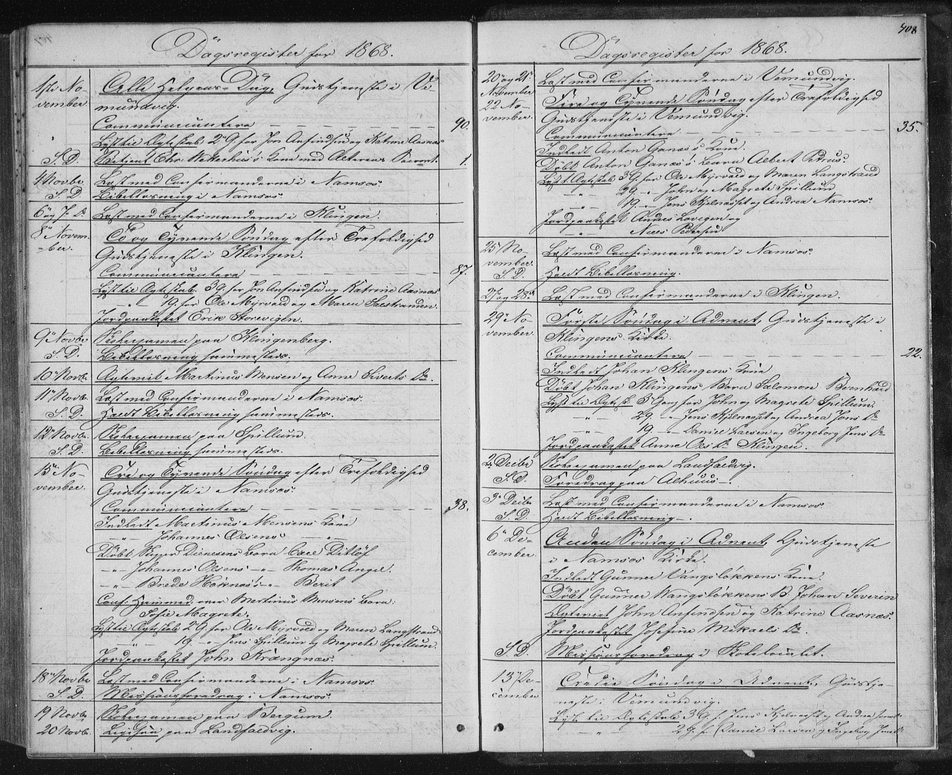 Ministerialprotokoller, klokkerbøker og fødselsregistre - Nord-Trøndelag, AV/SAT-A-1458/768/L0570: Parish register (official) no. 768A05, 1865-1874, p. 408