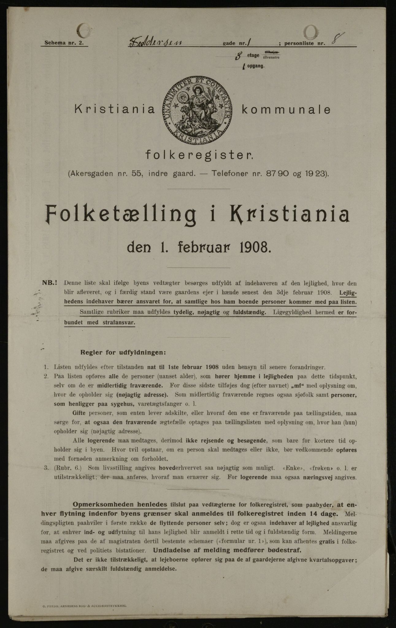 OBA, Municipal Census 1908 for Kristiania, 1908, p. 21816