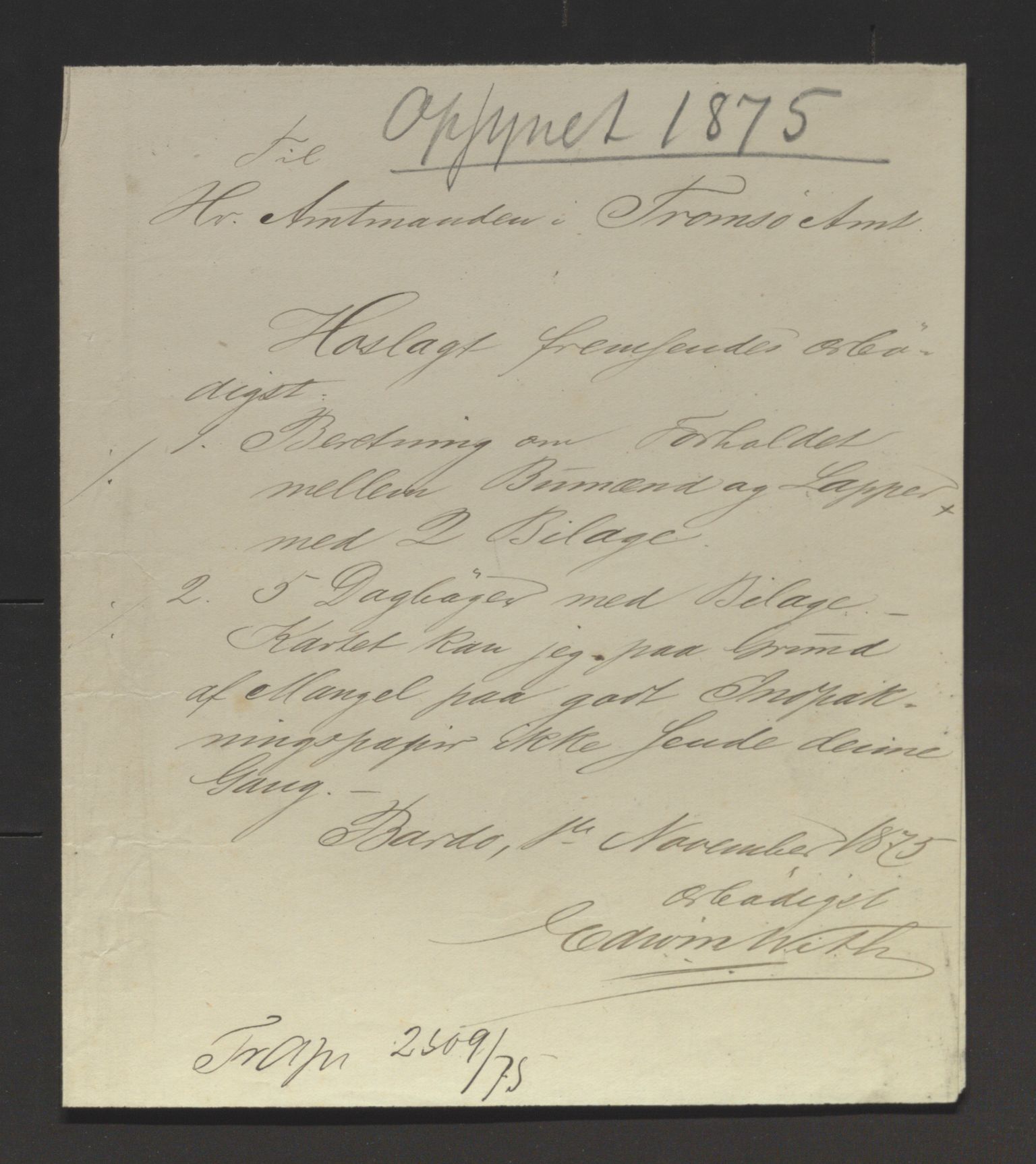 Fylkesmannen i Troms, SATØ/S-0001/A7.46/L2460/0001: Samiske saker / Lappevesenet - årsberetninger, 1867-1877, p. 405