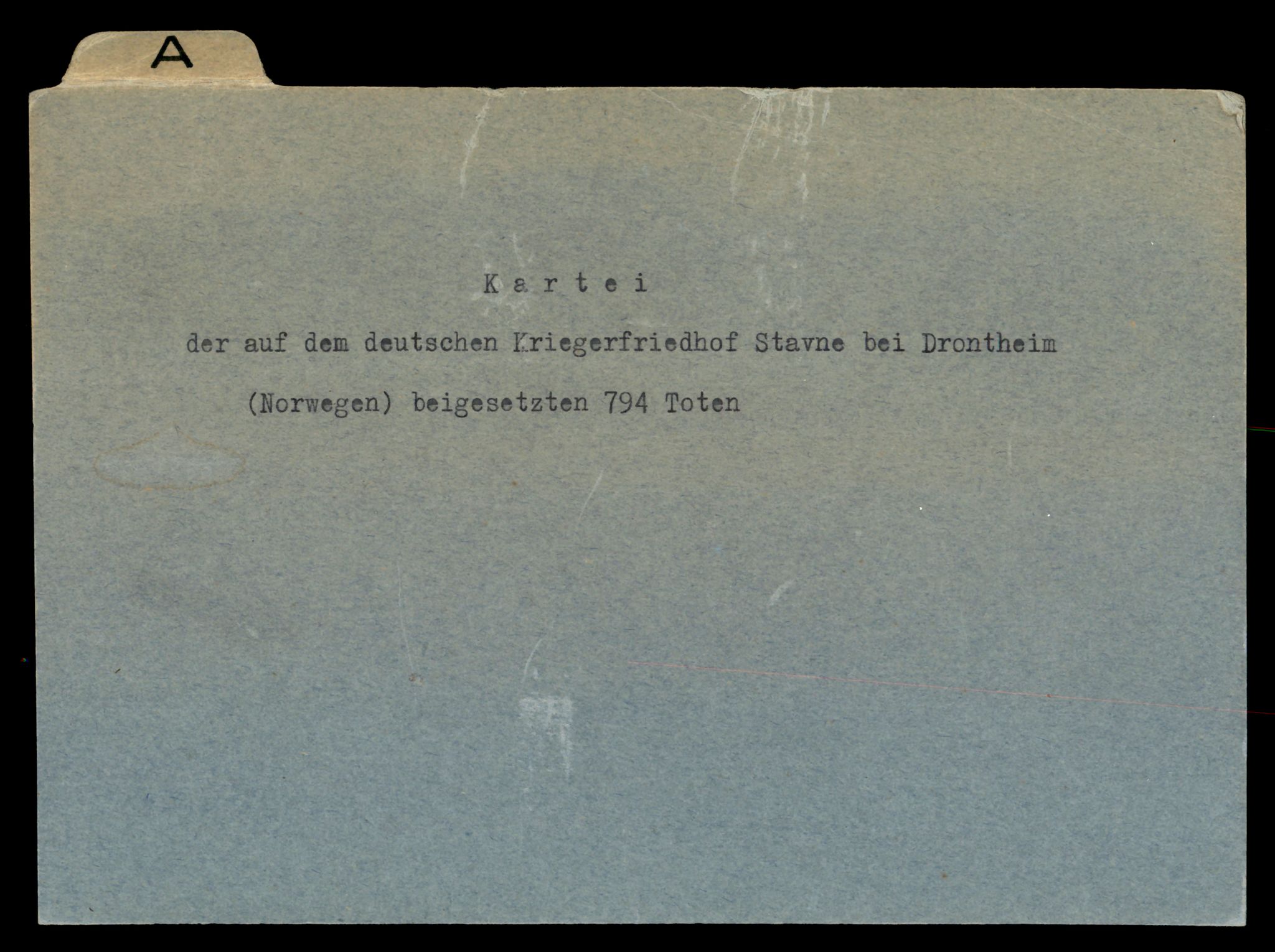 Distriktskontoret for krigsgraver, AV/SAT-A-5030/E/L0003: Kasett/kartotek over tysk Krigskirkegård Stavne, 1945, p. 1