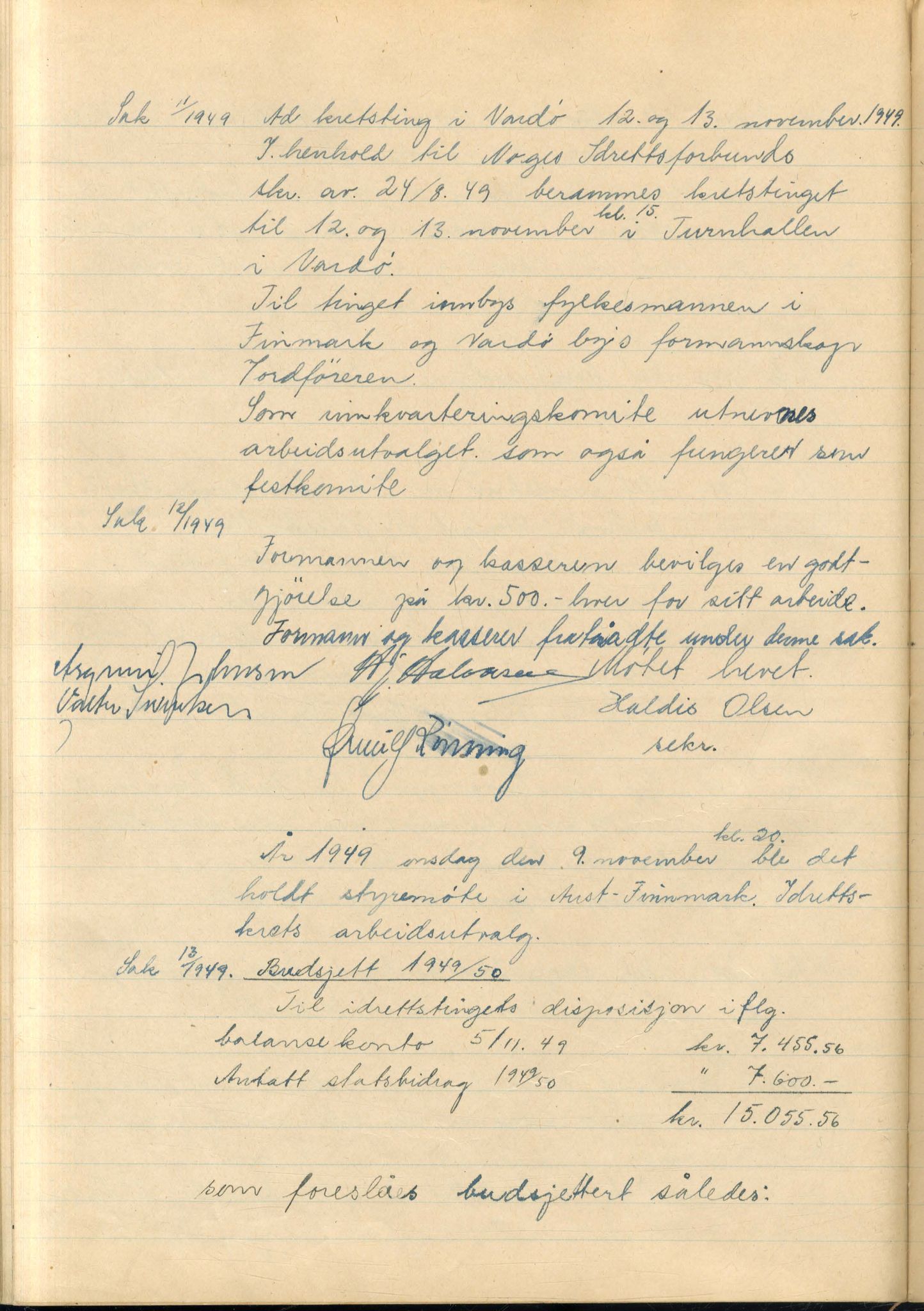 Aust-Finnmark Idrettskrets , FMFB/A-1041/A/L0001: Møteprotokoll for interimstyre, 1945-1951, p. 125
