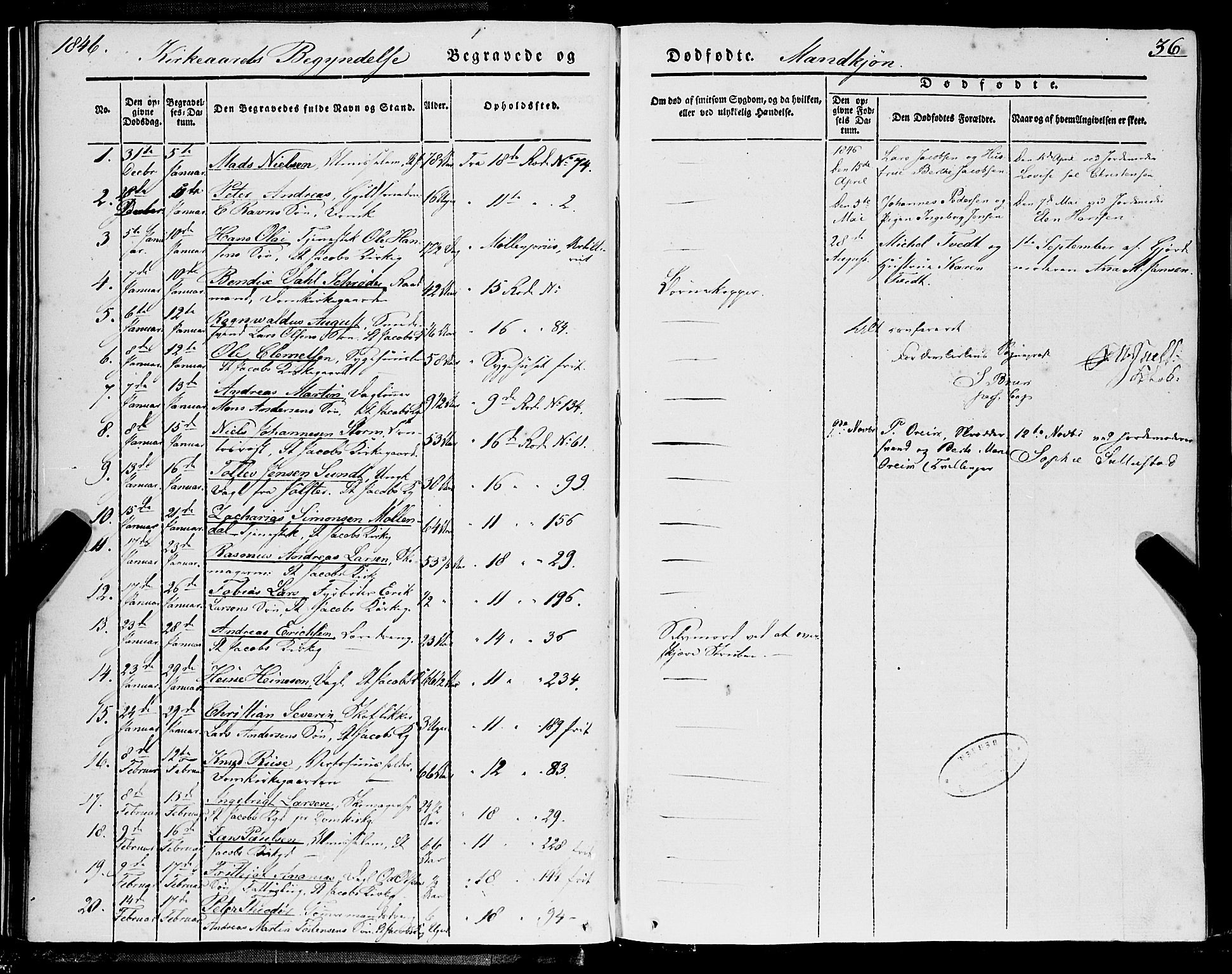 Domkirken sokneprestembete, AV/SAB-A-74801/H/Haa/L0040: Parish register (official) no. E 1, 1841-1853, p. 36