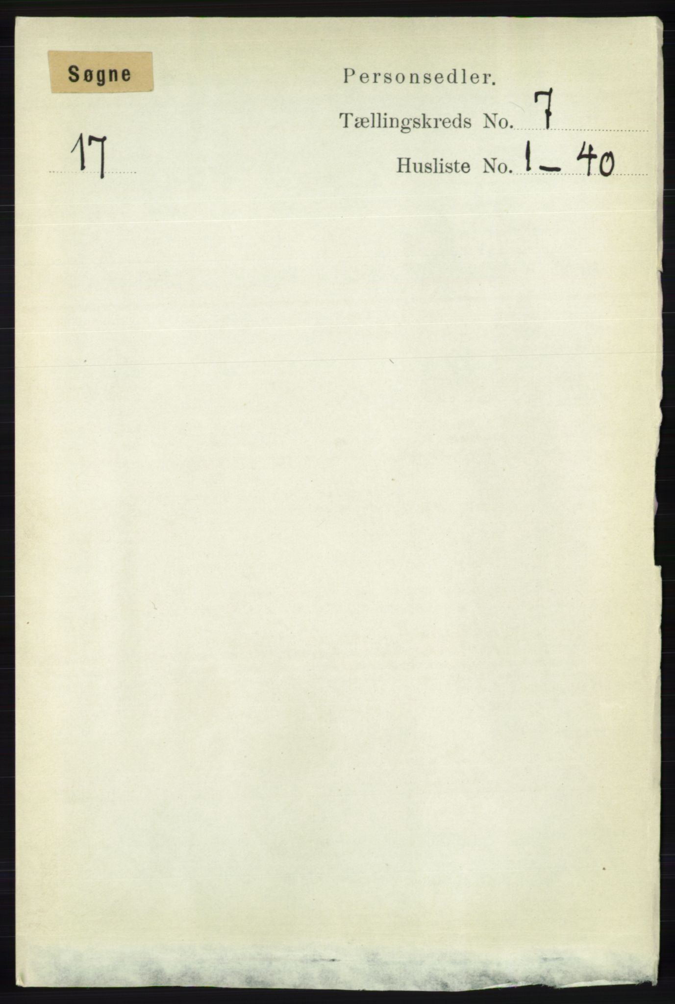 RA, 1891 census for 1018 Søgne, 1891, p. 1540