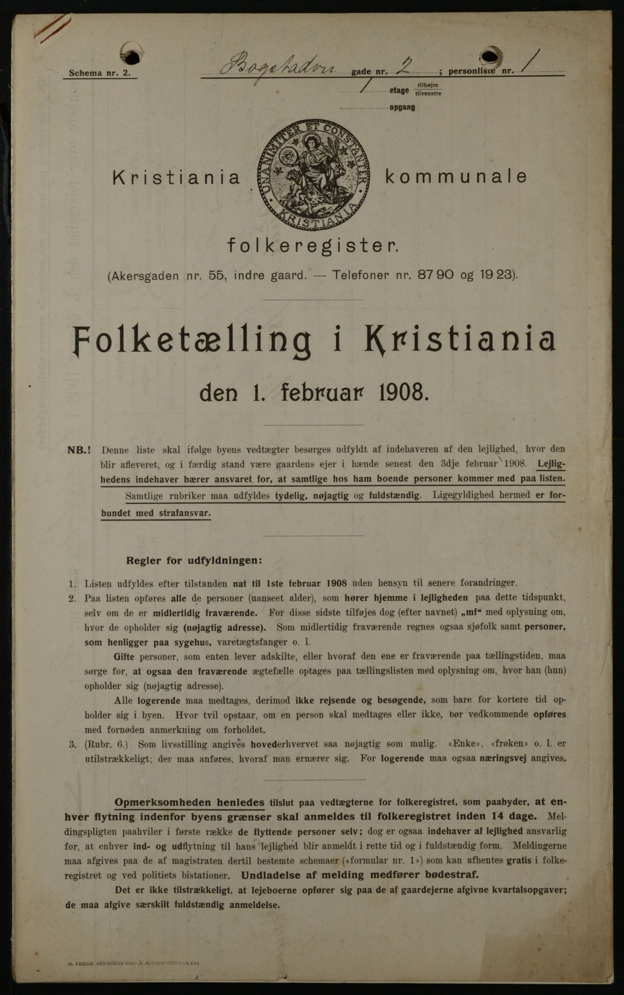 OBA, Municipal Census 1908 for Kristiania, 1908, p. 6614