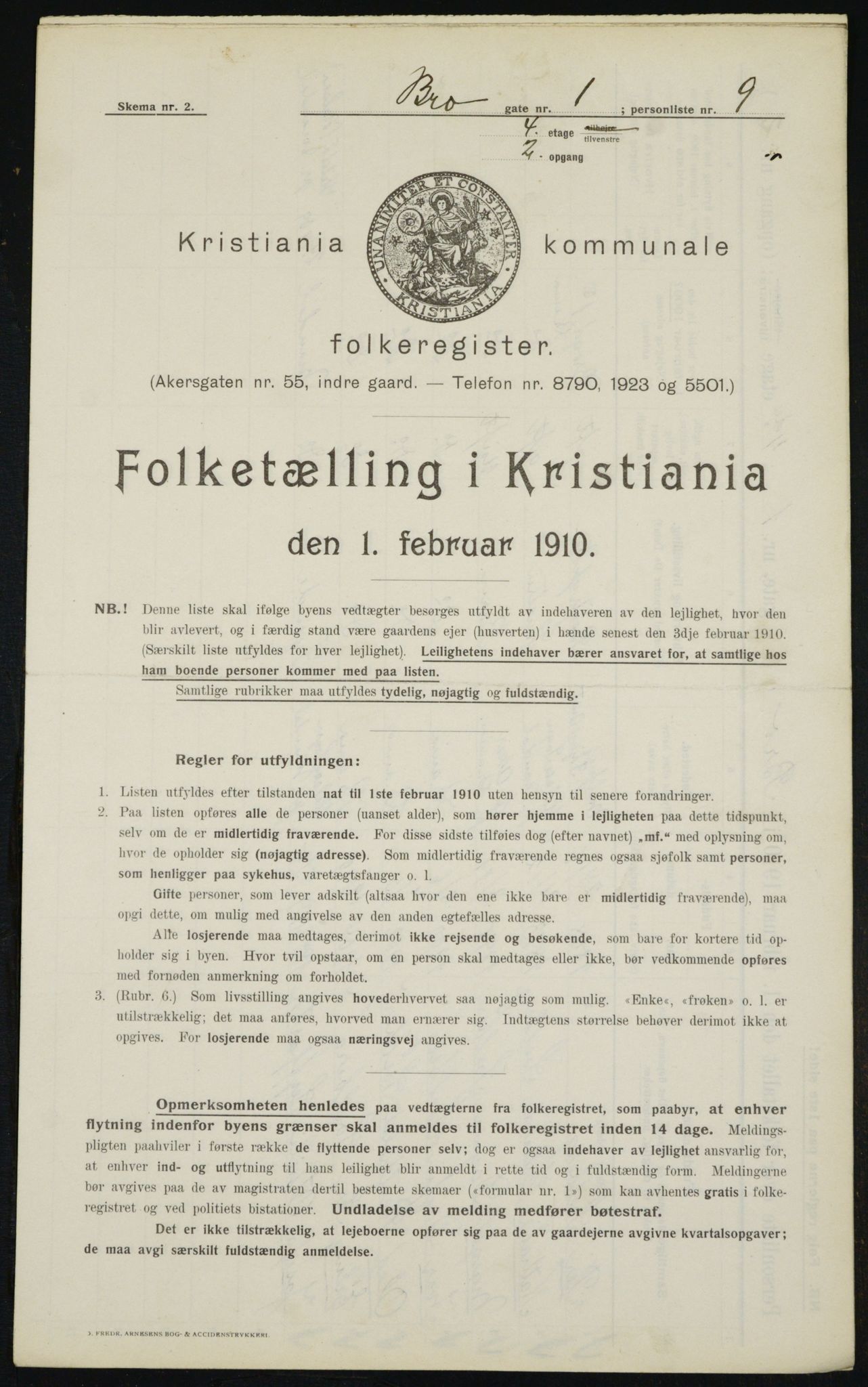 OBA, Municipal Census 1910 for Kristiania, 1910, p. 9296