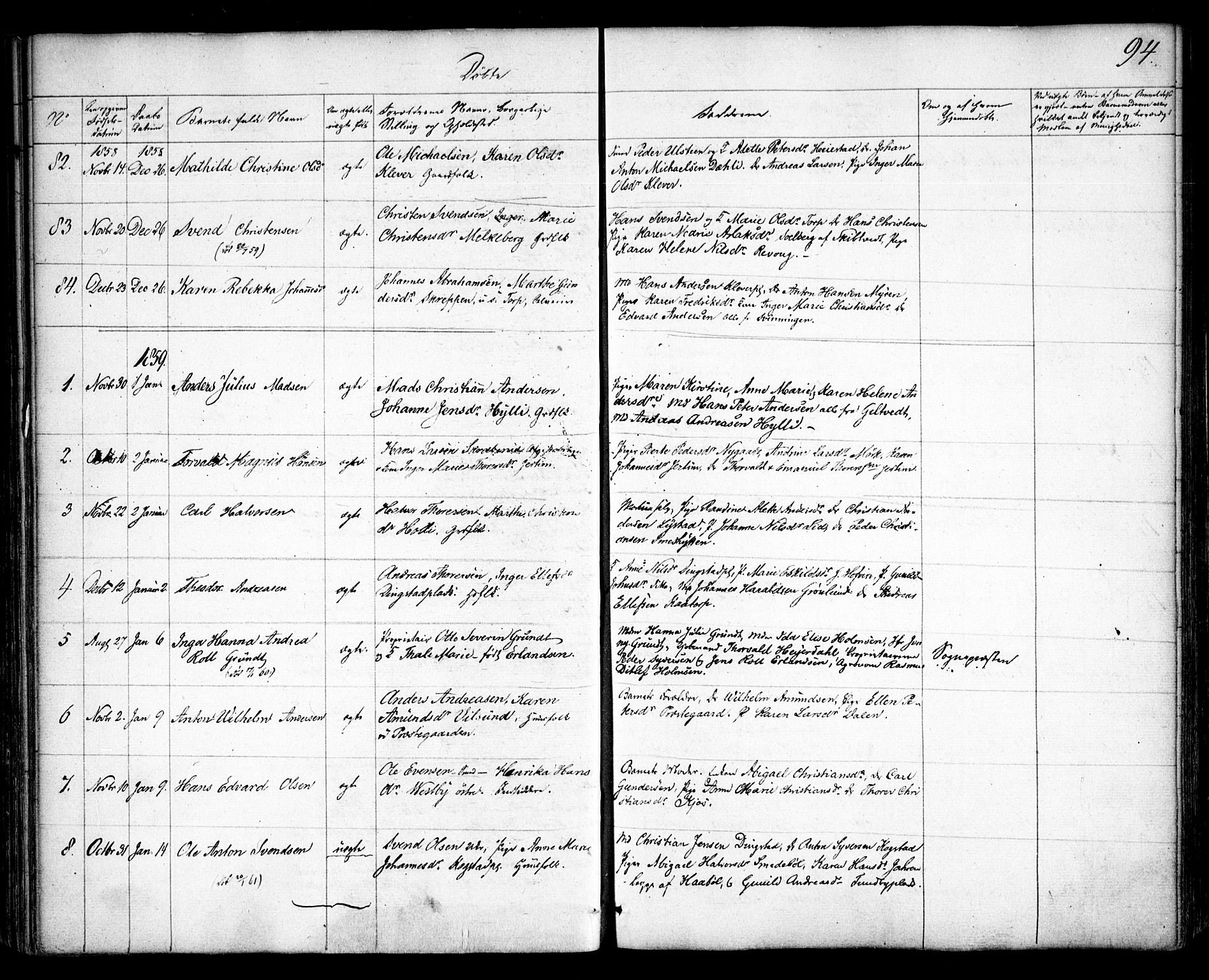 Spydeberg prestekontor Kirkebøker, SAO/A-10924/F/Fa/L0005: Parish register (official) no. I 5, 1842-1862, p. 94