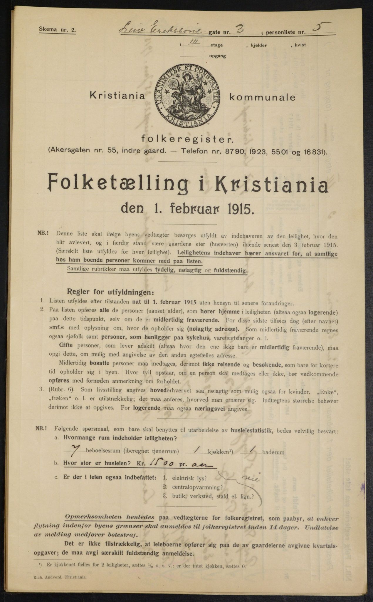 OBA, Municipal Census 1915 for Kristiania, 1915, p. 56933