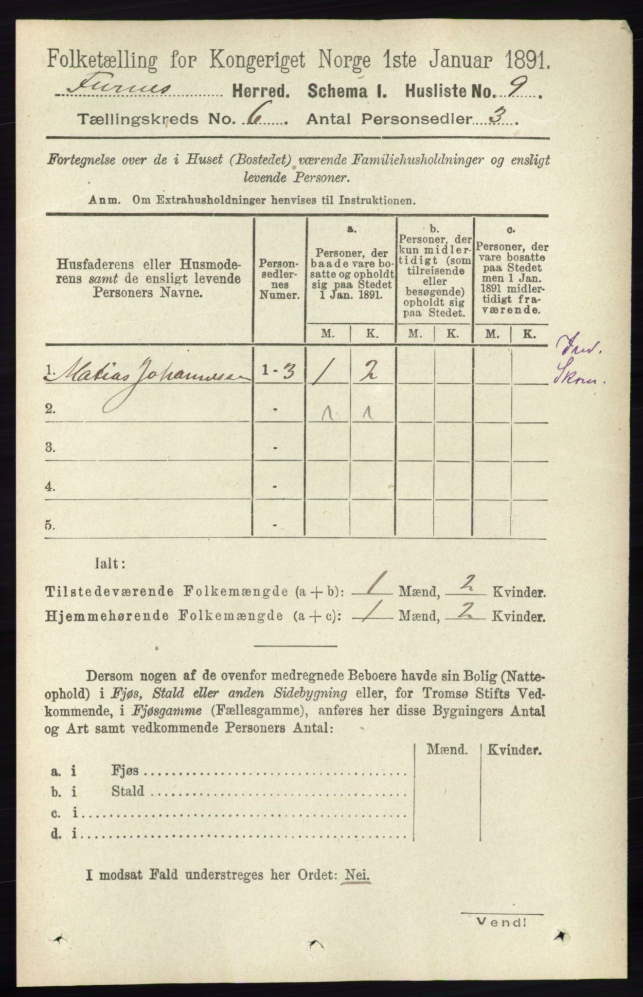 RA, Census 1891 for 0413 Furnes herred, 1891, p. 4065