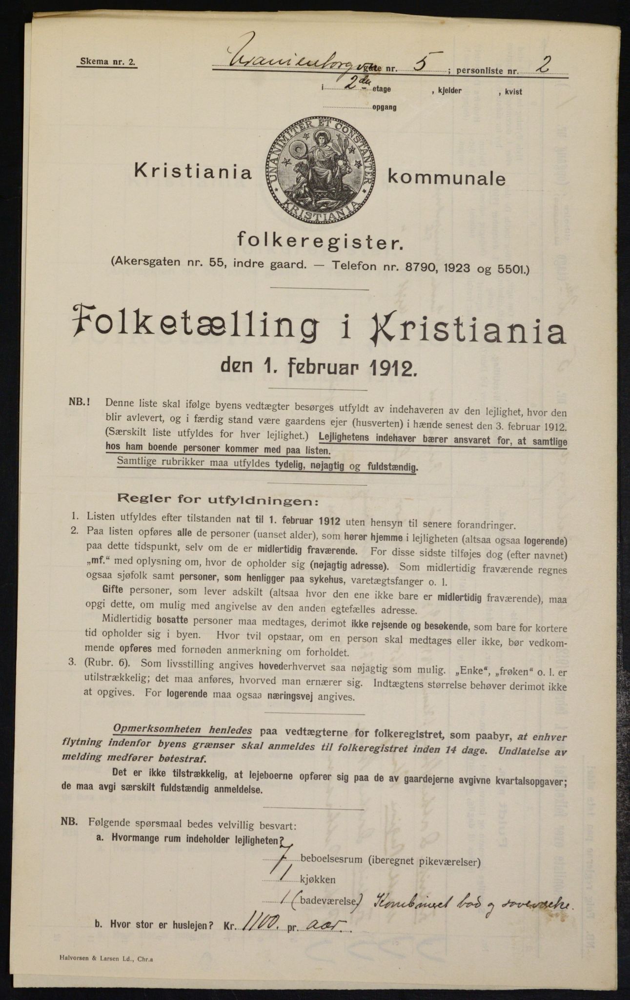 OBA, Municipal Census 1912 for Kristiania, 1912, p. 120385