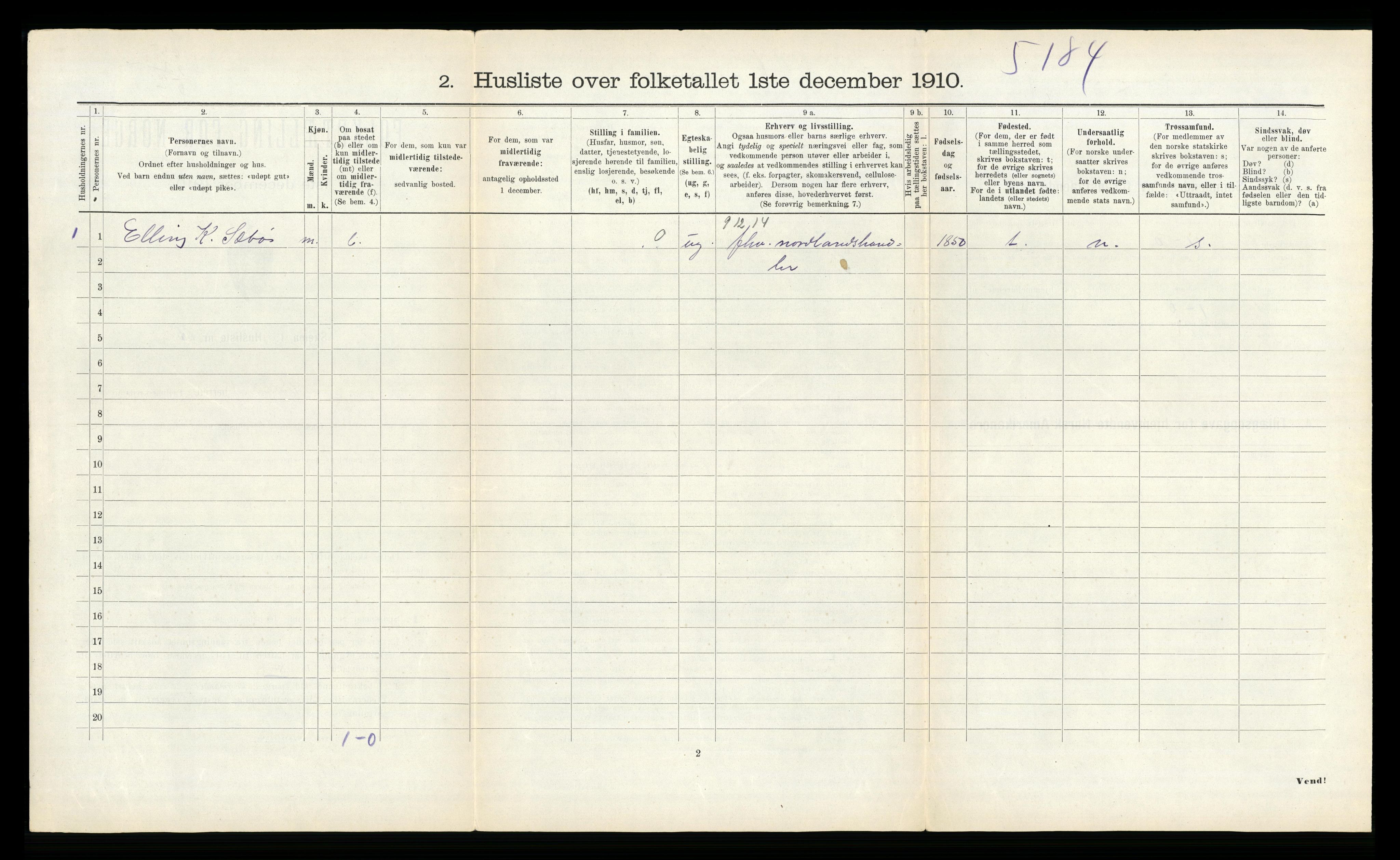 RA, 1910 census for Voll, 1910, p. 313