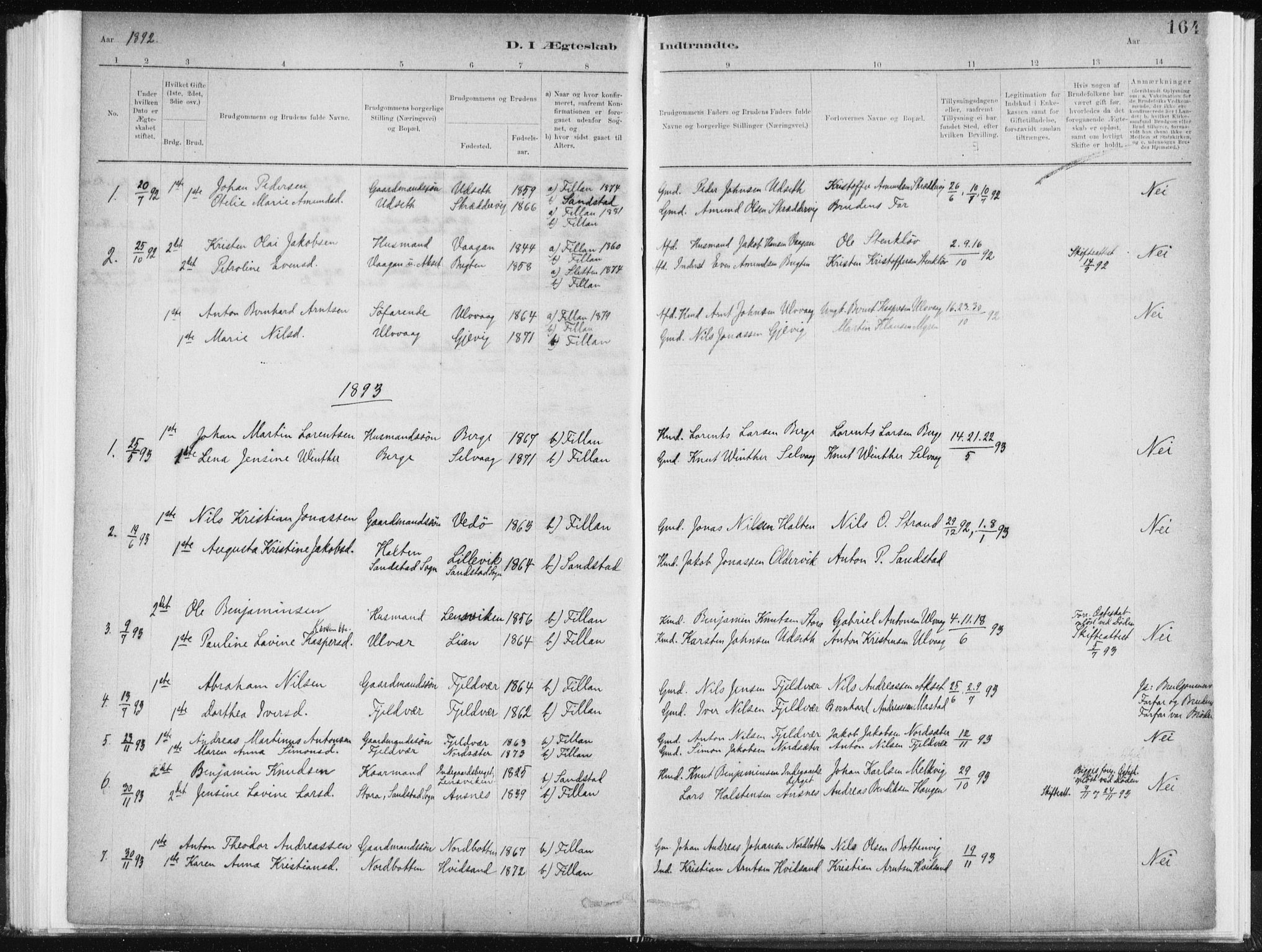 Ministerialprotokoller, klokkerbøker og fødselsregistre - Sør-Trøndelag, SAT/A-1456/637/L0558: Parish register (official) no. 637A01, 1882-1899, p. 164