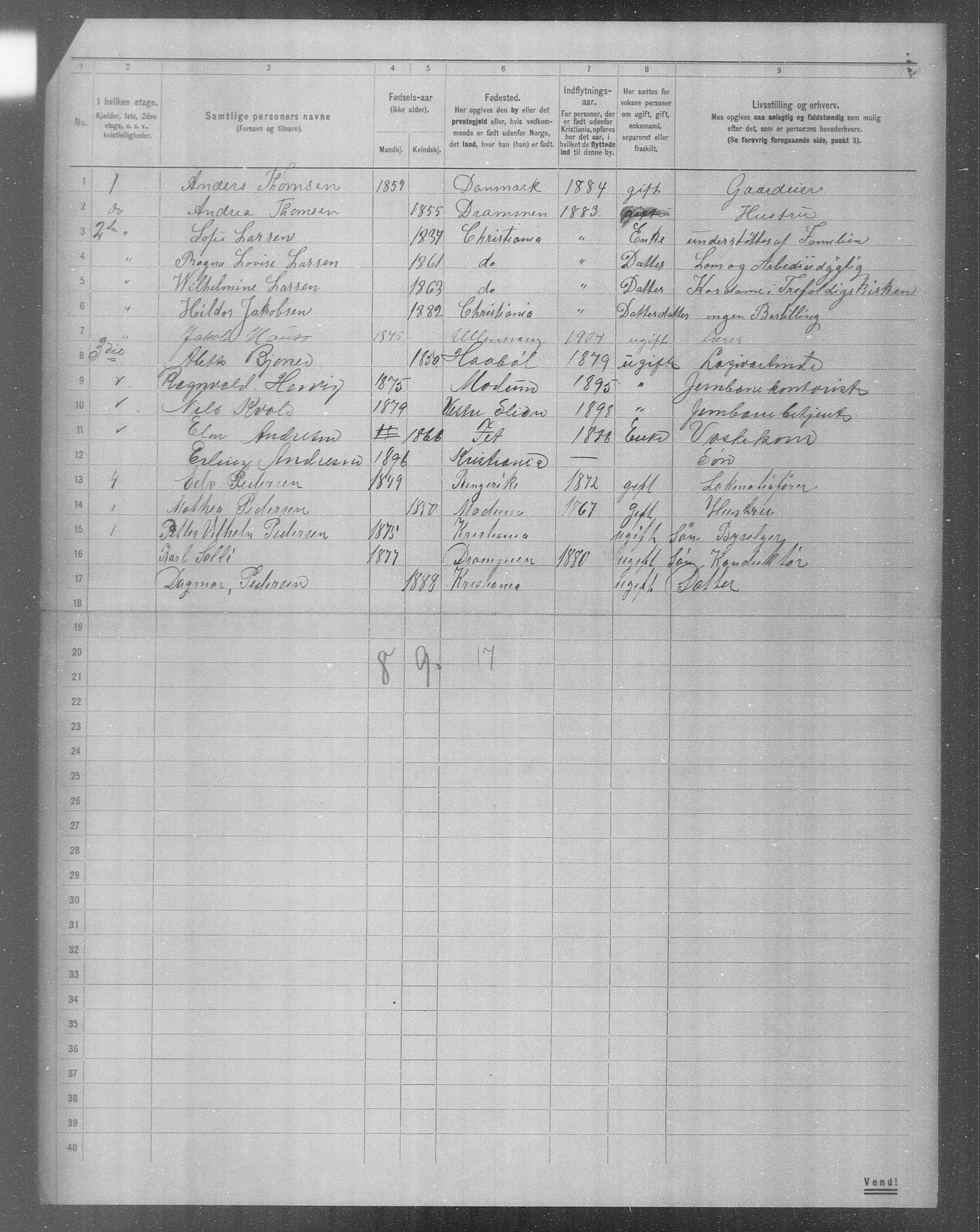 OBA, Municipal Census 1904 for Kristiania, 1904, p. 9955