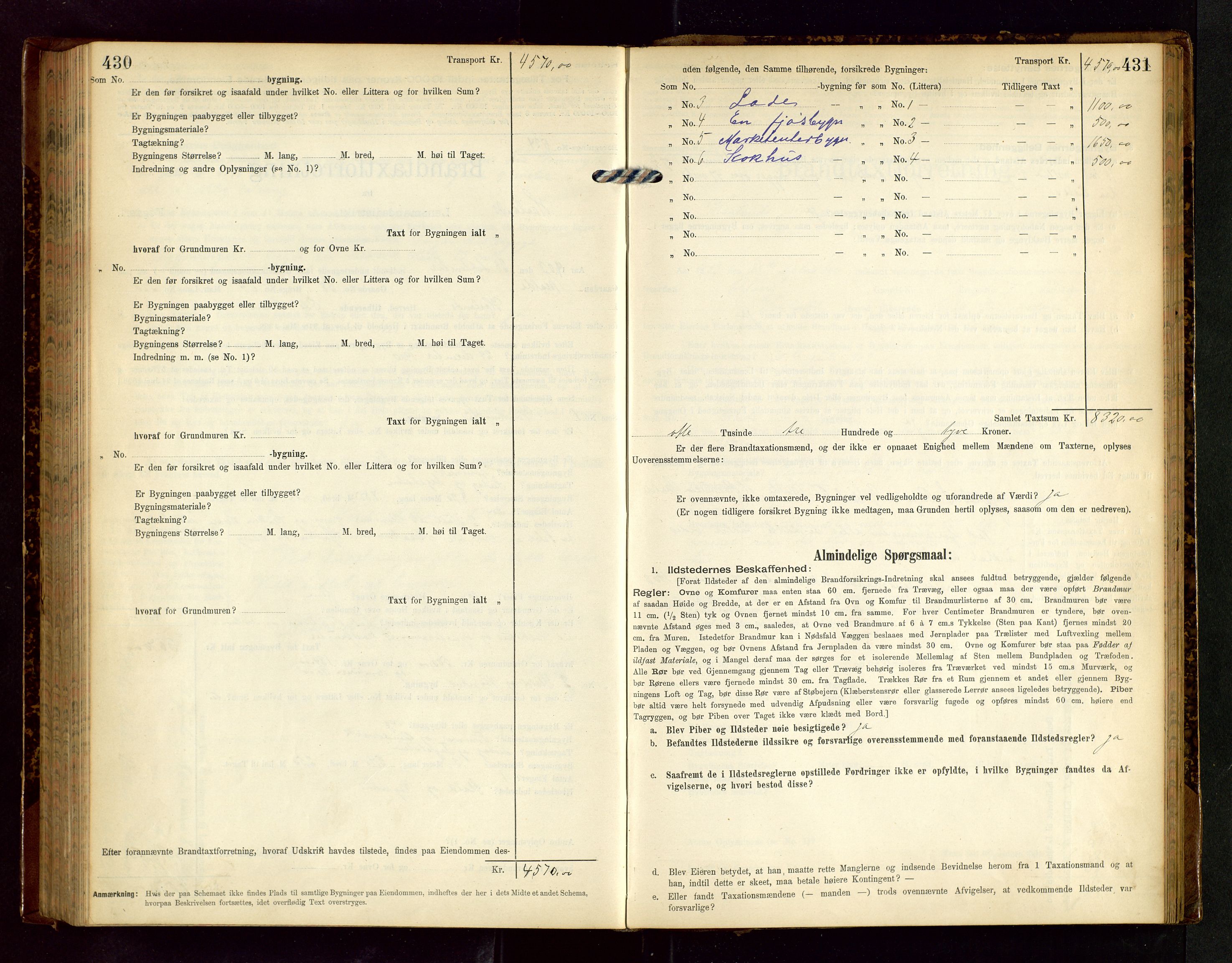 Håland lensmannskontor, AV/SAST-A-100100/Gob/L0002: Branntakstprotokoll - skjematakst. Register i boken., 1902-1906, p. 430-431