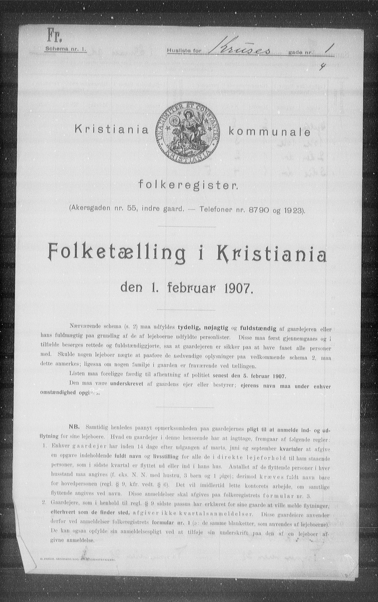 OBA, Municipal Census 1907 for Kristiania, 1907, p. 28049
