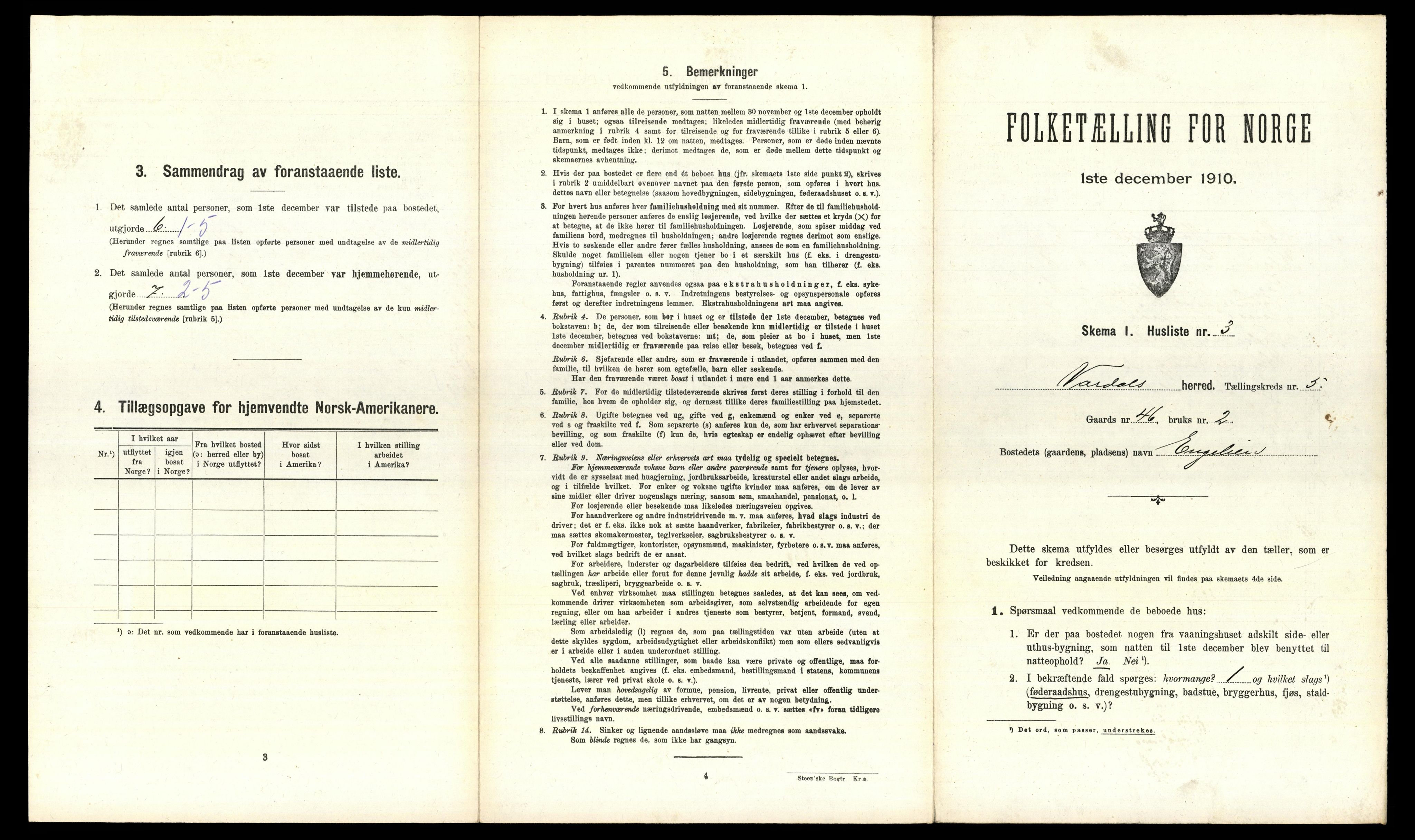 RA, 1910 census for Vardal, 1910, p. 604