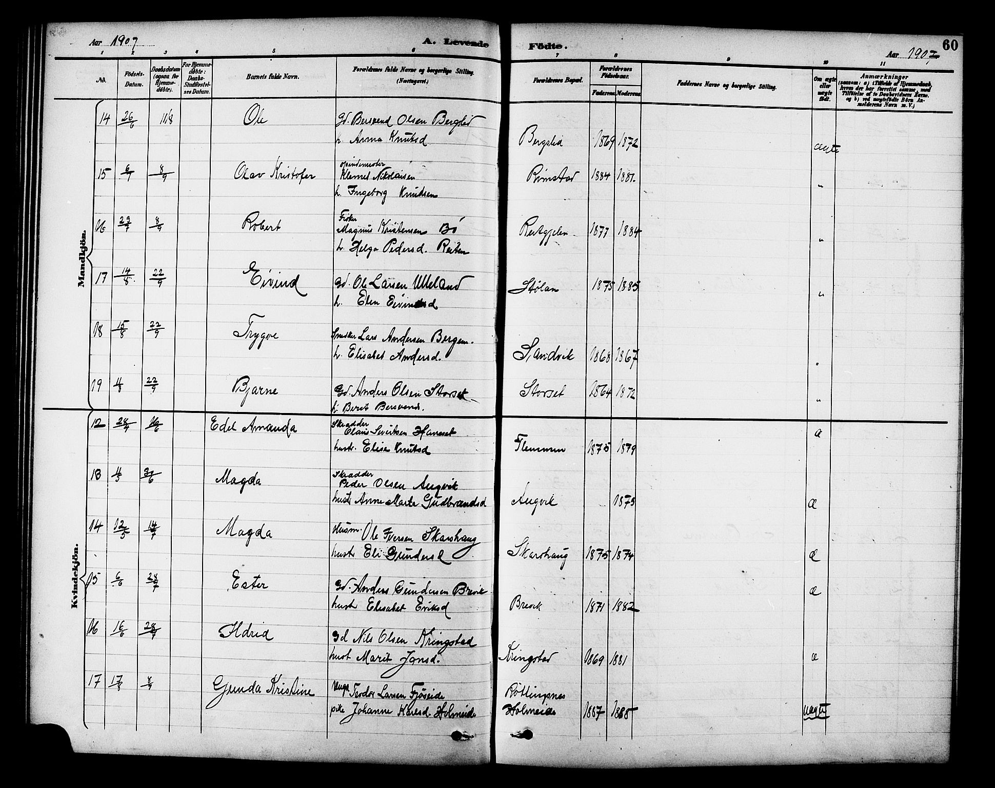 Ministerialprotokoller, klokkerbøker og fødselsregistre - Møre og Romsdal, AV/SAT-A-1454/586/L0992: Parish register (copy) no. 586C03, 1892-1909, p. 60