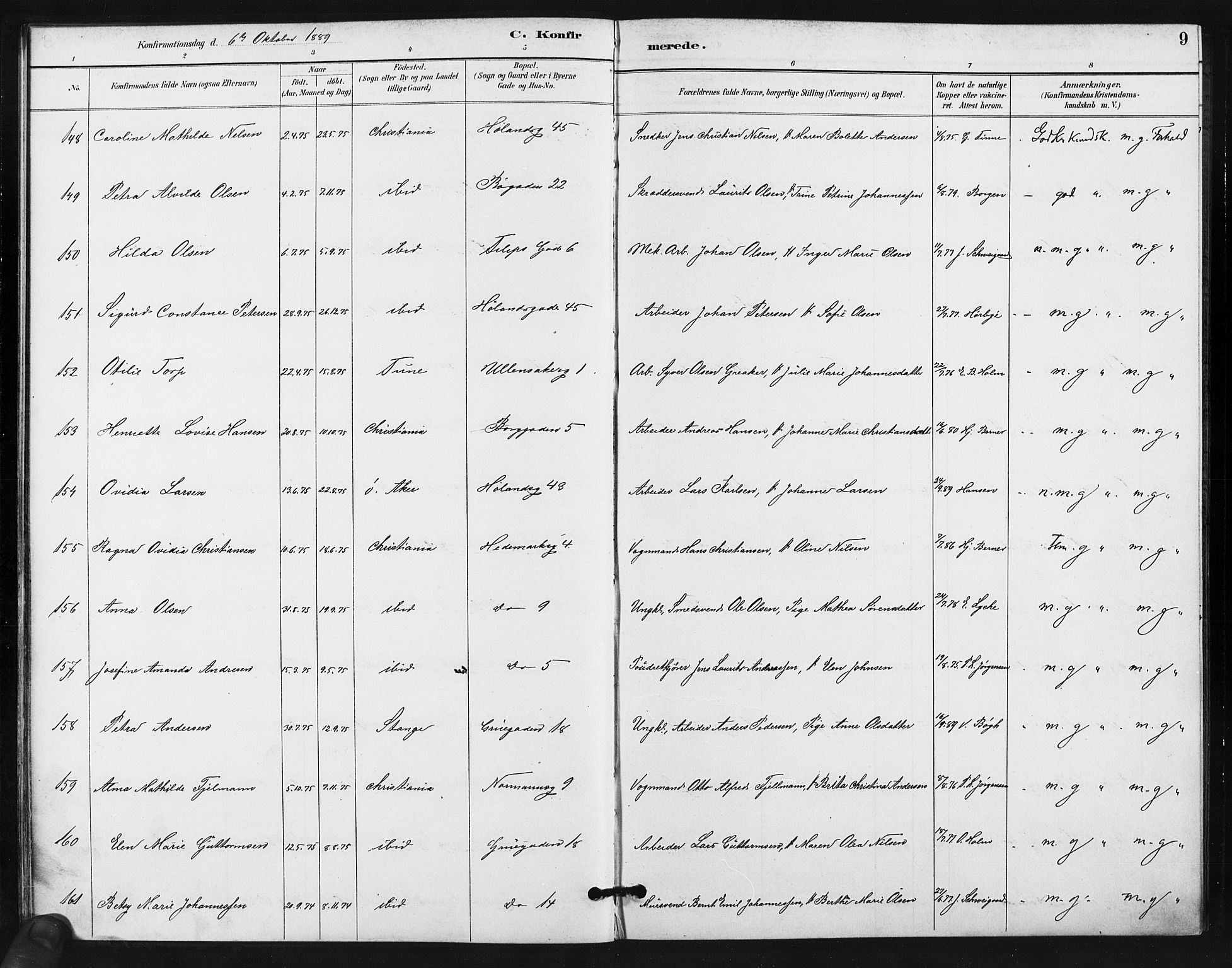 Kampen prestekontor Kirkebøker, AV/SAO-A-10853/F/Fa/L0006: Parish register (official) no. I 6, 1889-1896, p. 9