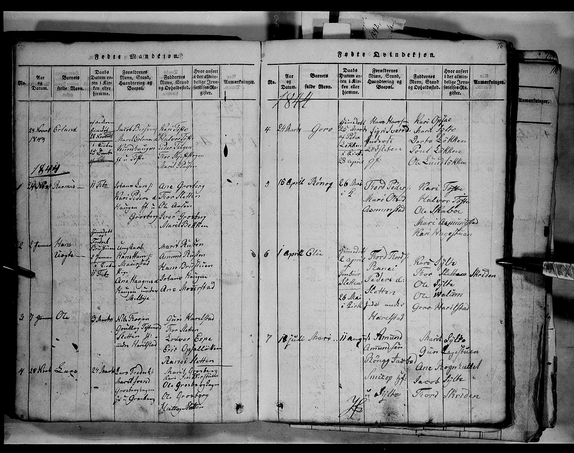 Fron prestekontor, SAH/PREST-078/H/Ha/Hab/L0003: Parish register (copy) no. 3, 1816-1850, p. 76