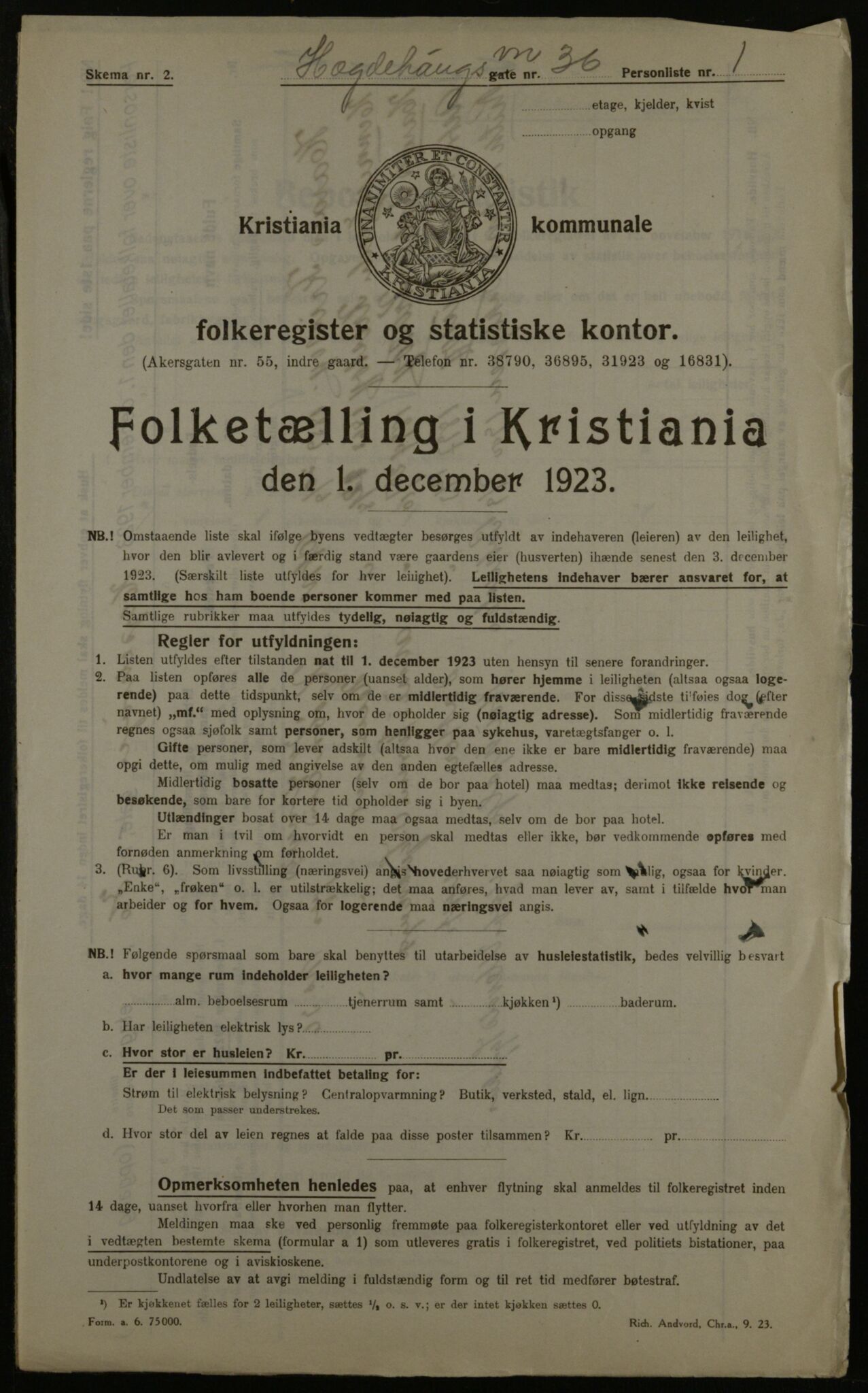 OBA, Municipal Census 1923 for Kristiania, 1923, p. 40787