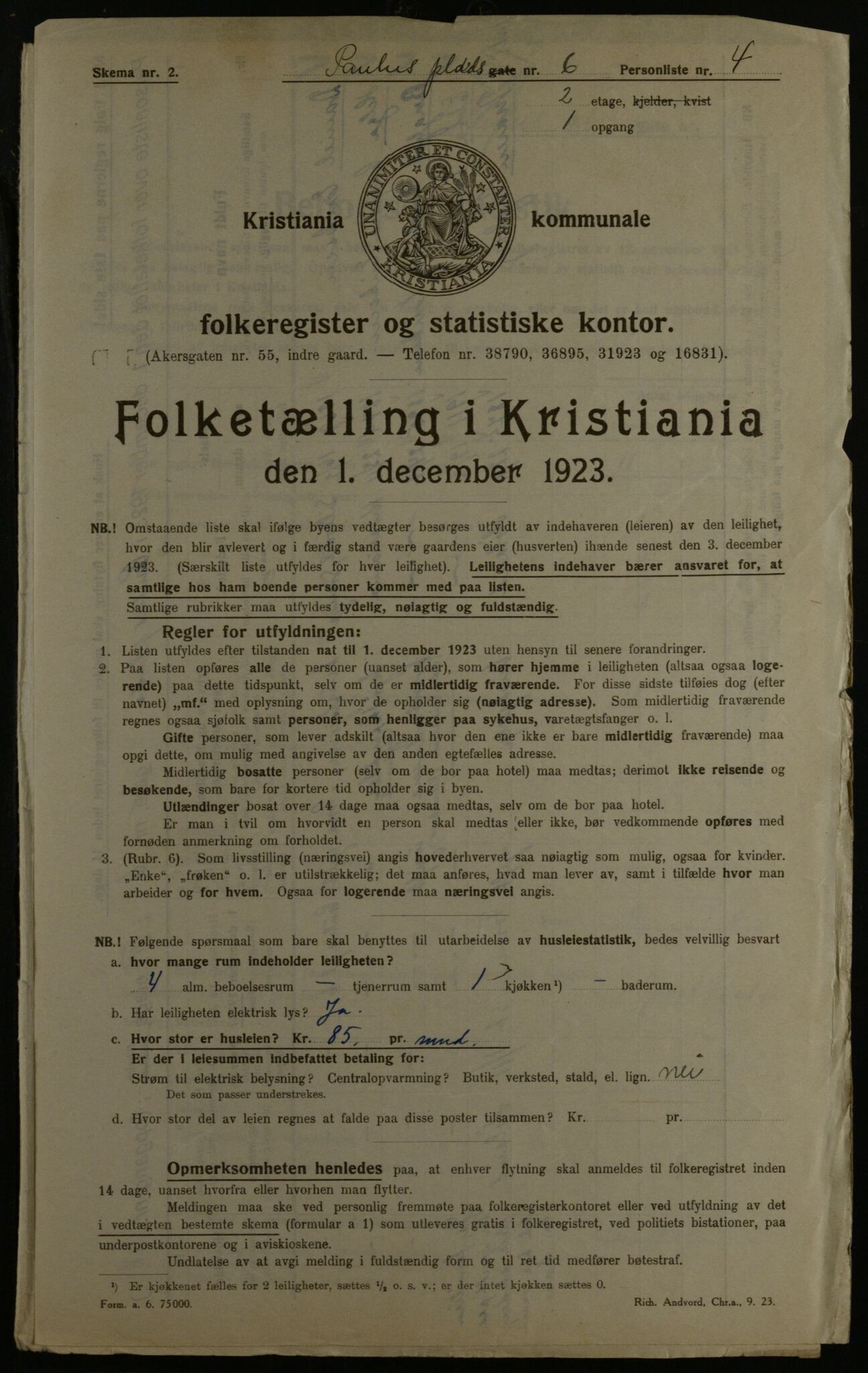 OBA, Municipal Census 1923 for Kristiania, 1923, p. 86800