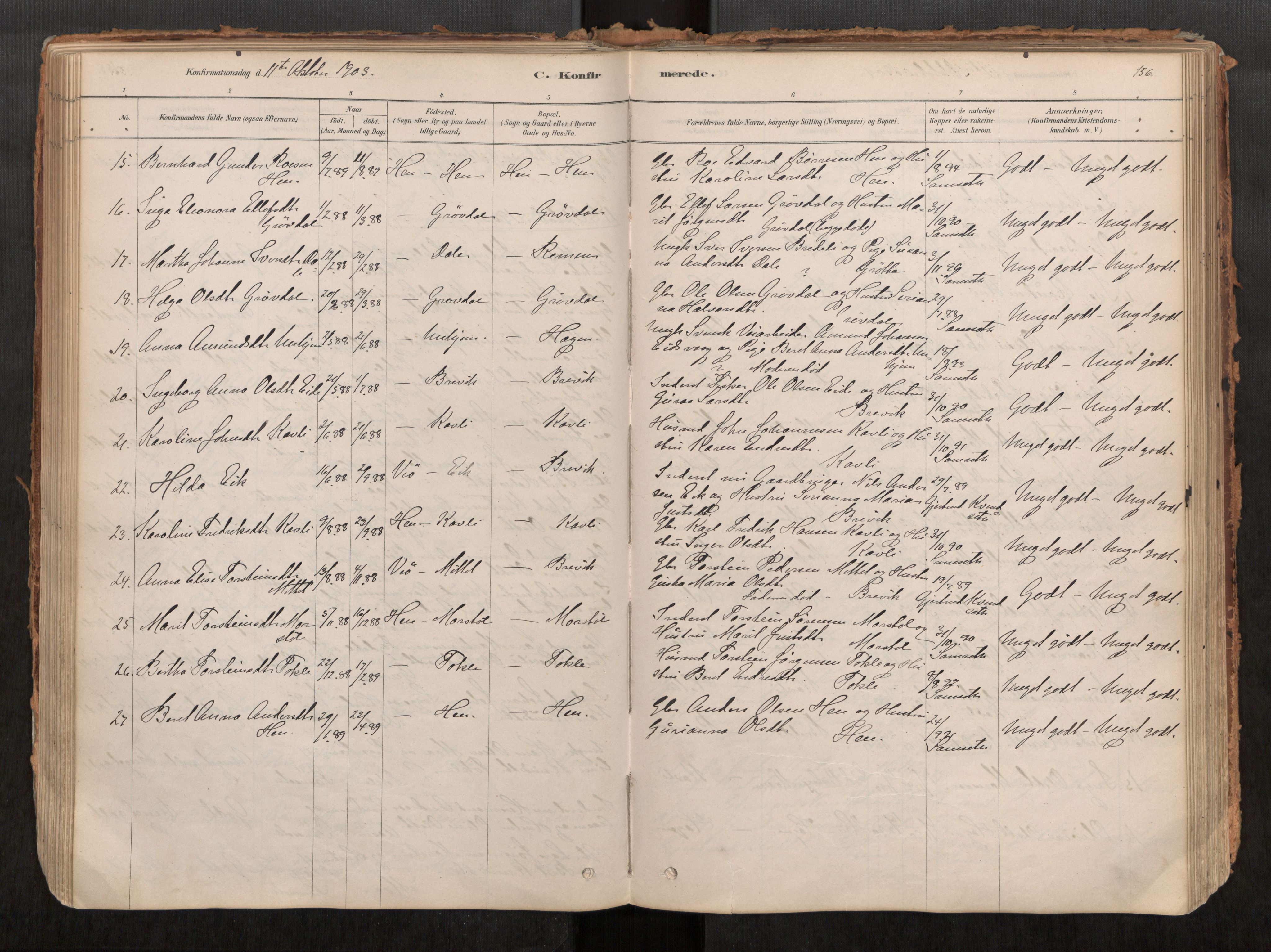 Ministerialprotokoller, klokkerbøker og fødselsregistre - Møre og Romsdal, AV/SAT-A-1454/545/L0594: Parish register (official) no. 545A03, 1878-1920, p. 156