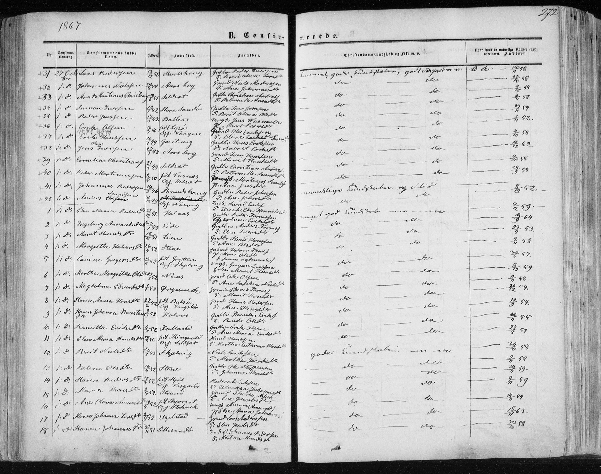 Ministerialprotokoller, klokkerbøker og fødselsregistre - Møre og Romsdal, AV/SAT-A-1454/568/L0804: Parish register (official) no. 568A11, 1854-1868, p. 272