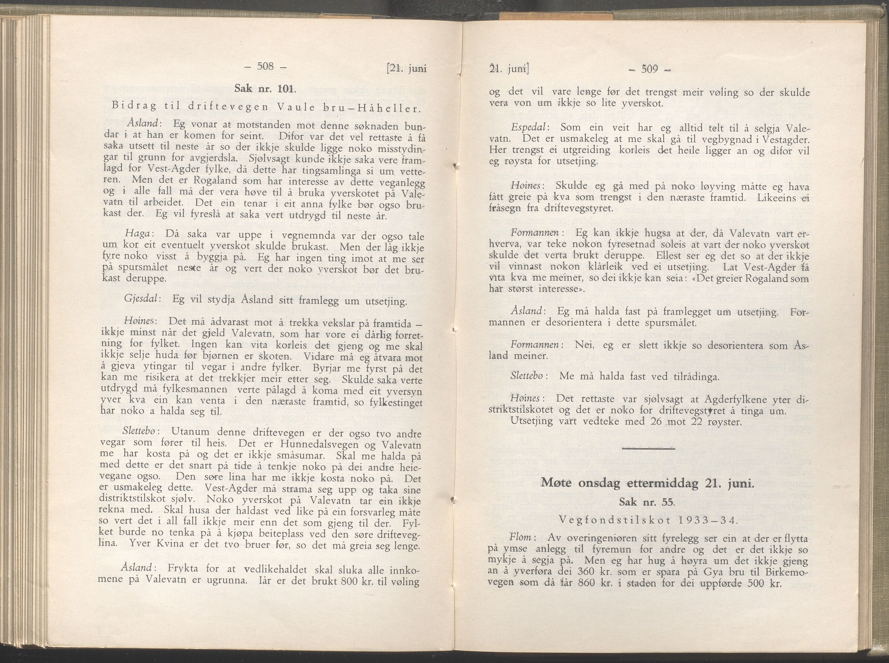 Rogaland fylkeskommune - Fylkesrådmannen , IKAR/A-900/A/Aa/Aaa/L0052: Møtebok , 1933, p. 508-509