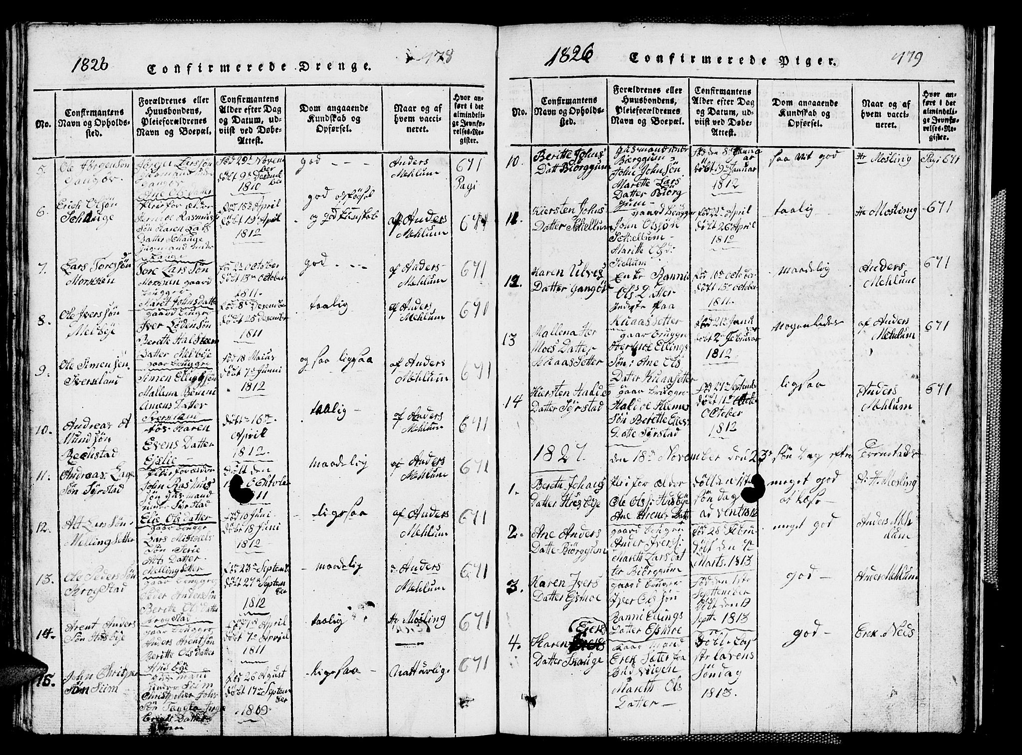 Ministerialprotokoller, klokkerbøker og fødselsregistre - Sør-Trøndelag, AV/SAT-A-1456/667/L0796: Parish register (copy) no. 667C01, 1817-1836, p. 478-479