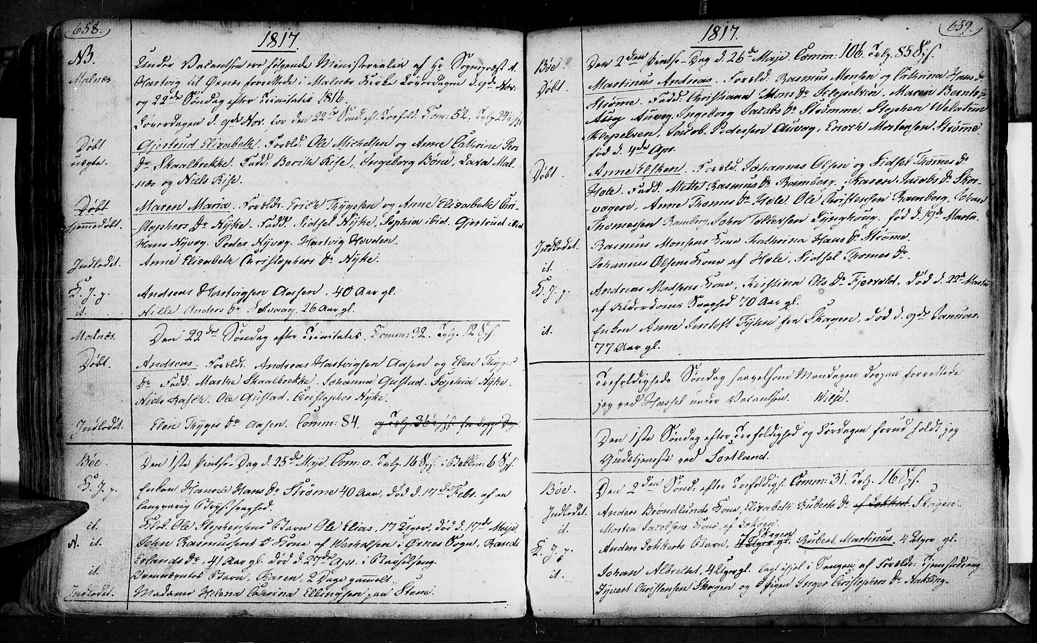 Ministerialprotokoller, klokkerbøker og fødselsregistre - Nordland, SAT/A-1459/891/L1297: Parish register (official) no. 891A02, 1759-1820, p. 658-659