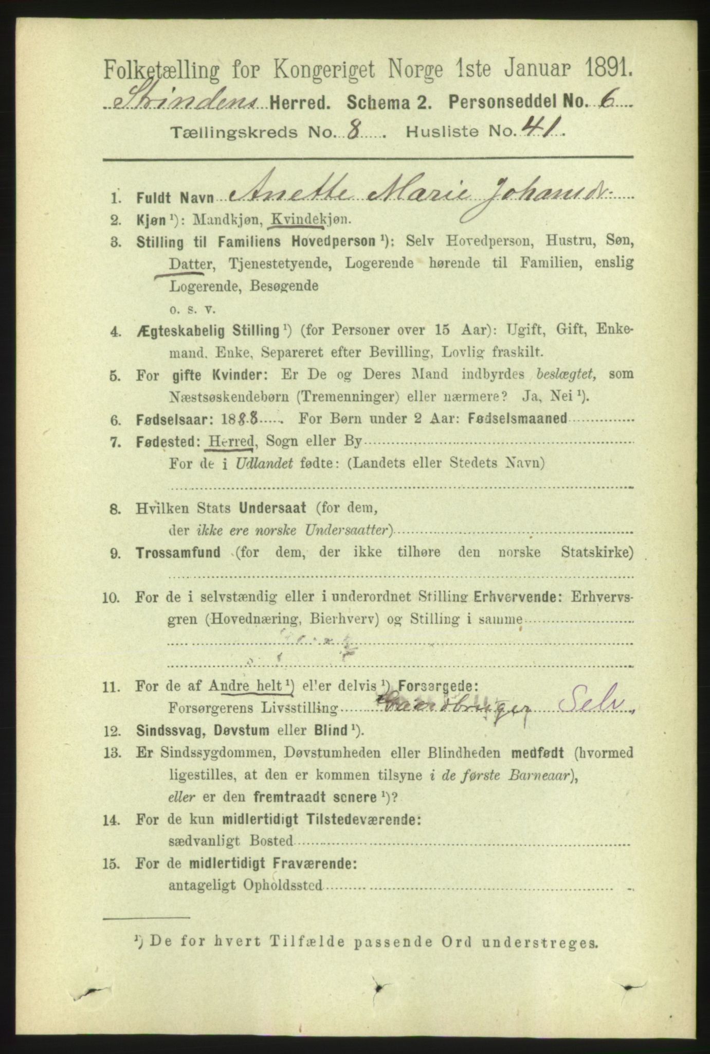 RA, 1891 census for 1660 Strinda, 1891, p. 7341