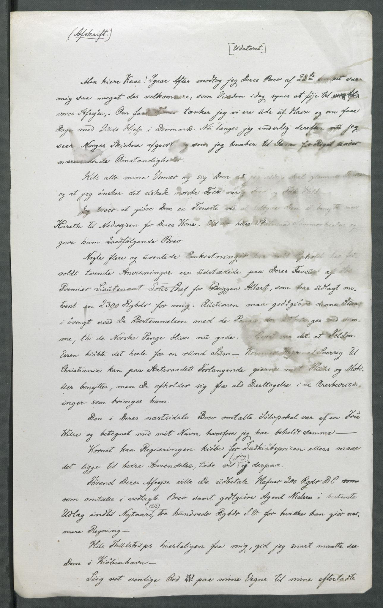 Forskjellige samlinger, Historisk-kronologisk samling, AV/RA-EA-4029/G/Ga/L0009B: Historisk-kronologisk samling. Dokumenter fra oktober 1814, årene 1815 og 1816, Christian Frederiks regnskapsbok 1814 - 1848., 1814-1848, p. 25