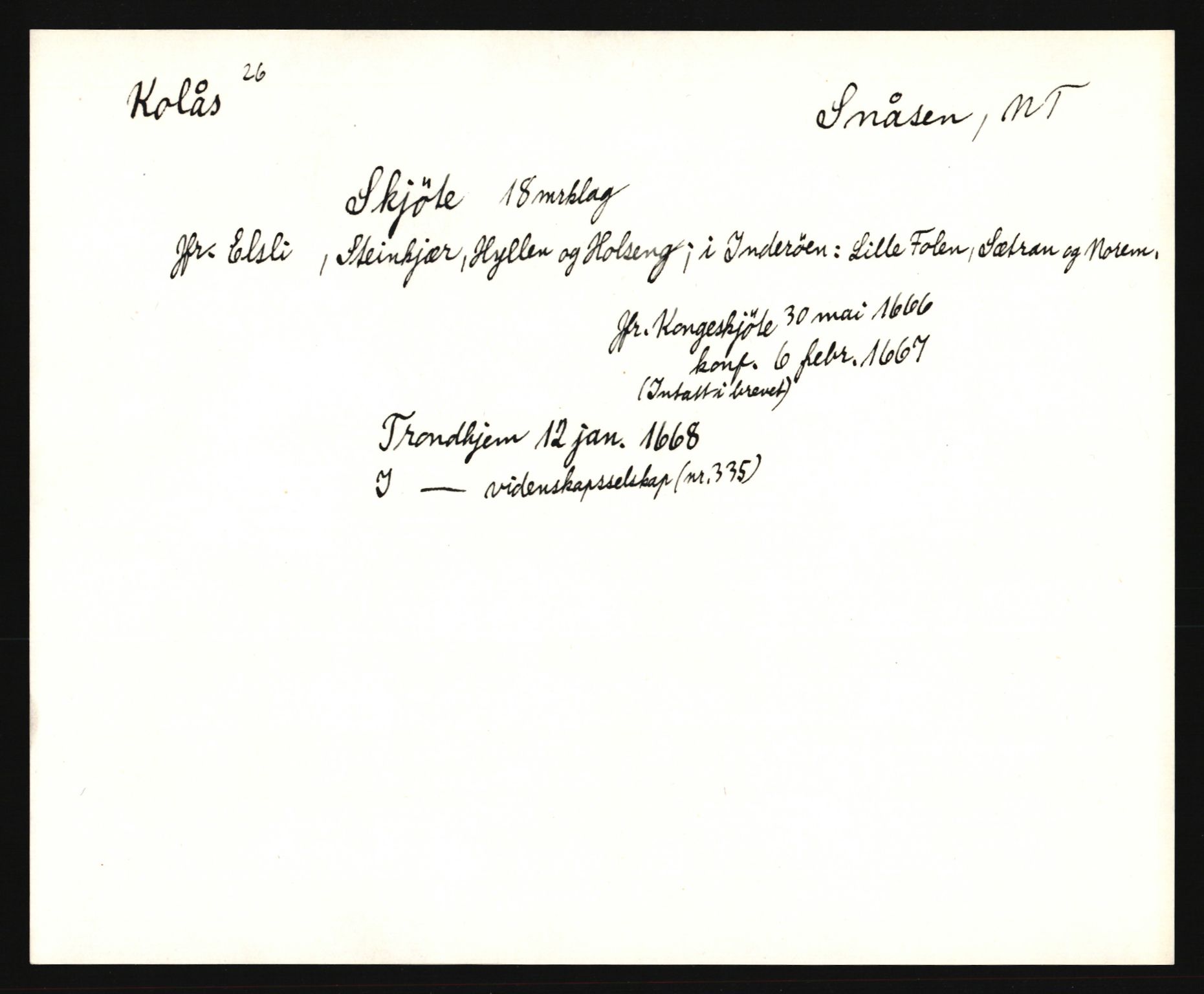 Riksarkivets diplomsamling, AV/RA-EA-5965/F35/F35e/L0033: Registreringssedler Nord-Trøndelag, 1400-1700, p. 179