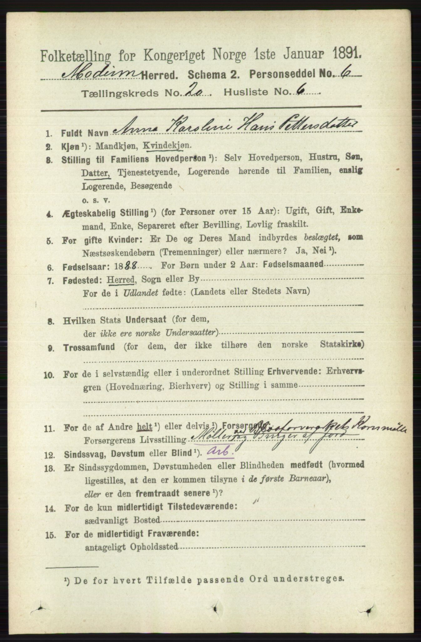 RA, 1891 census for 0623 Modum, 1891, p. 7859