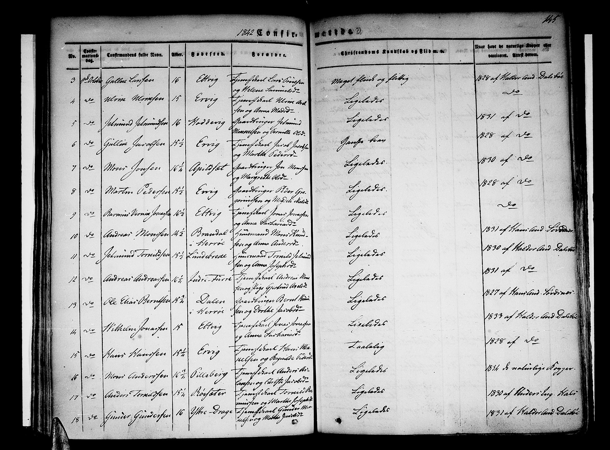 Selje sokneprestembete, AV/SAB-A-99938/H/Ha/Haa/Haaa: Parish register (official) no. A 9, 1829-1844, p. 145