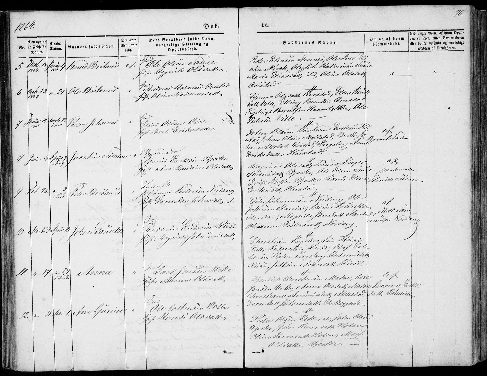 Ministerialprotokoller, klokkerbøker og fødselsregistre - Møre og Romsdal, SAT/A-1454/515/L0209: Parish register (official) no. 515A05, 1847-1868, p. 90