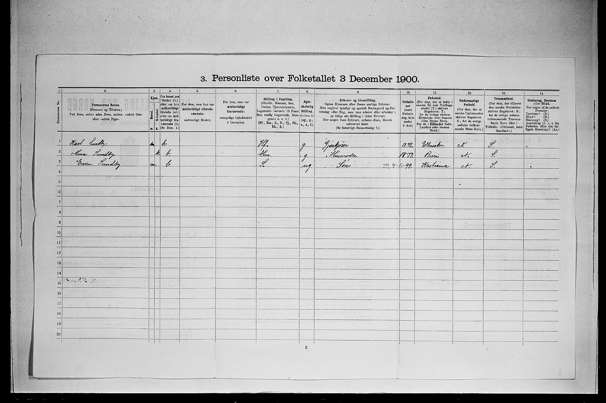 SAO, 1900 census for Kristiania, 1900, p. 20951