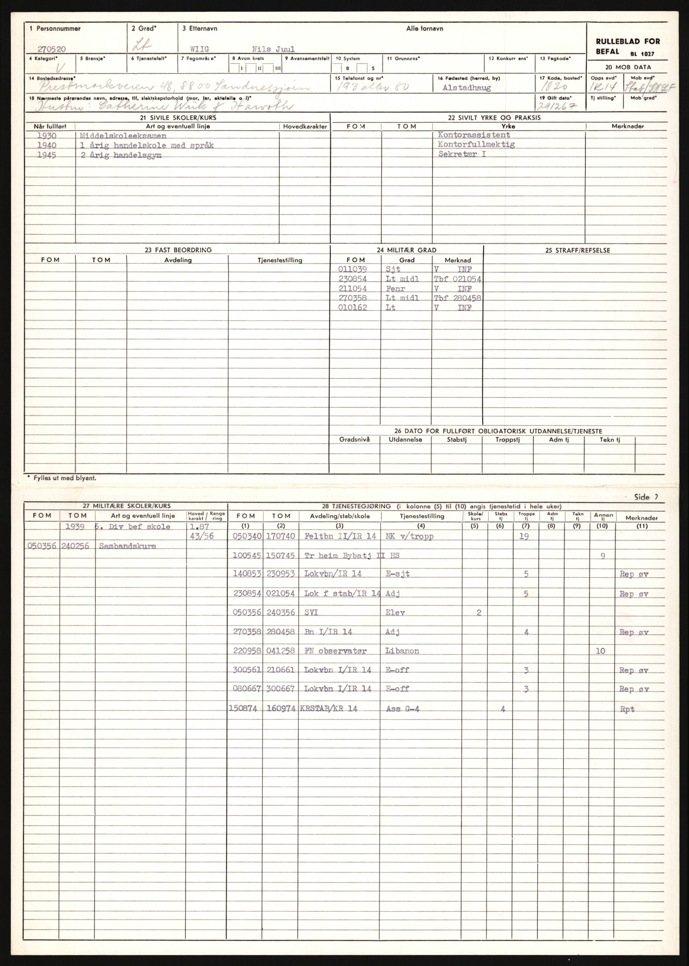 Forsvaret, Sør-Hålogaland landforsvar, AV/RA-RAFA-2552/P/Pa/L0303: Personellmapper for slettet personell, yrkesbefal og vernepliktig befal, født 1917-1920, 1936-1980, p. 698