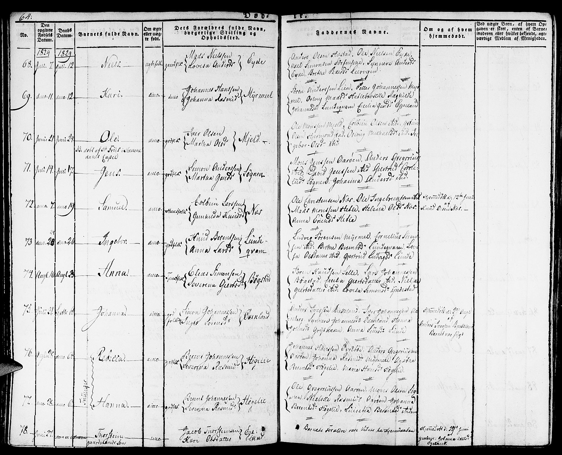 Gaular sokneprestembete, AV/SAB-A-80001/H/Haa: Parish register (official) no. A 3, 1821-1840, p. 64