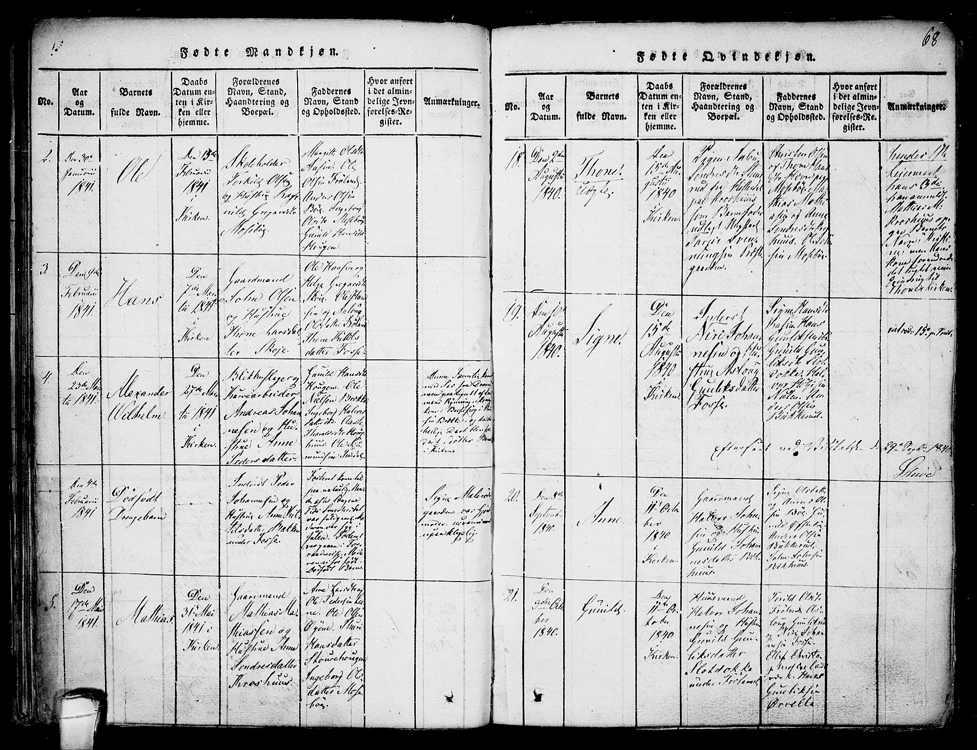 Hjartdal kirkebøker, SAKO/A-270/F/Fb/L0001: Parish register (official) no. II 1, 1815-1843, p. 68