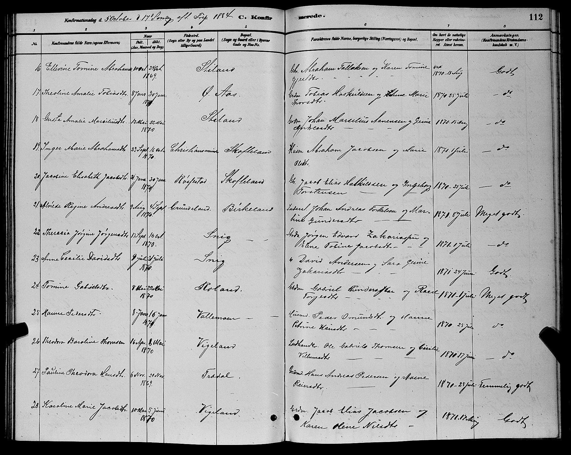 Sør-Audnedal sokneprestkontor, AV/SAK-1111-0039/F/Fb/Fbb/L0005: Parish register (copy) no. B 5, 1880-1892, p. 112