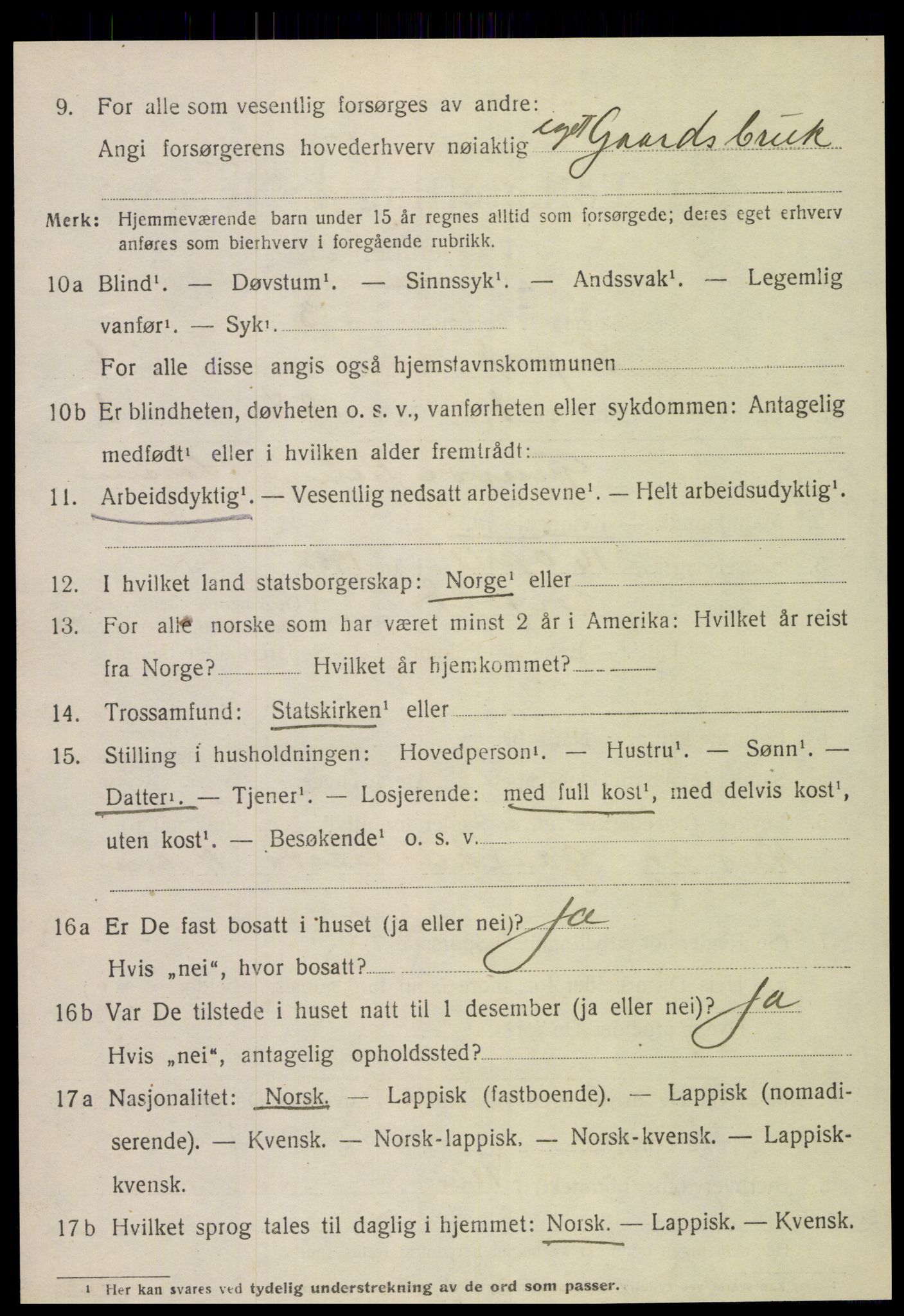 SAT, 1920 census for Sørfold, 1920, p. 3310