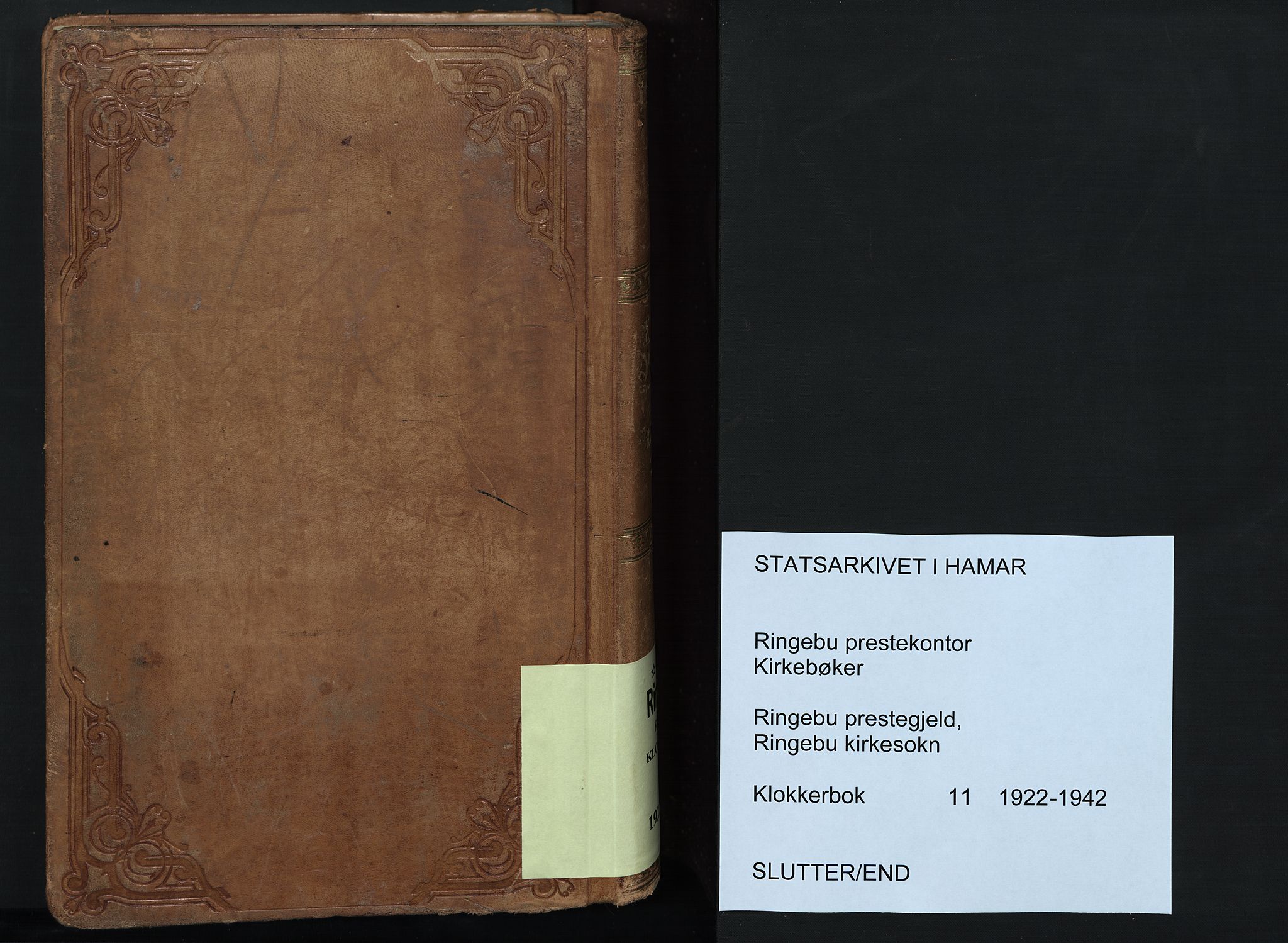 Ringebu prestekontor, SAH/PREST-082/H/Ha/Hab/L0011: Parish register (copy) no. 11, 1921-1943