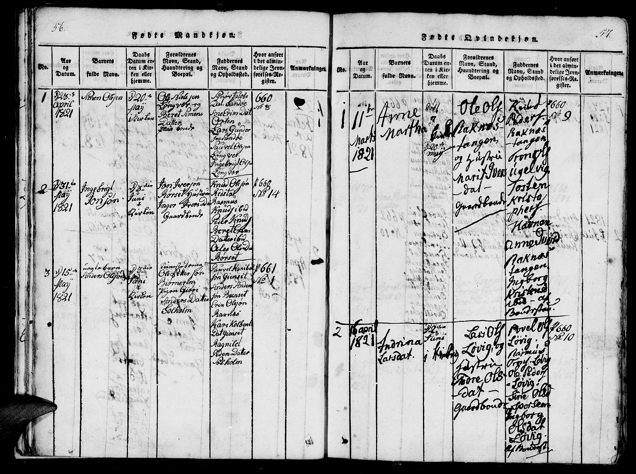 Ministerialprotokoller, klokkerbøker og fødselsregistre - Møre og Romsdal, AV/SAT-A-1454/560/L0718: Parish register (official) no. 560A02, 1817-1844, p. 56-57