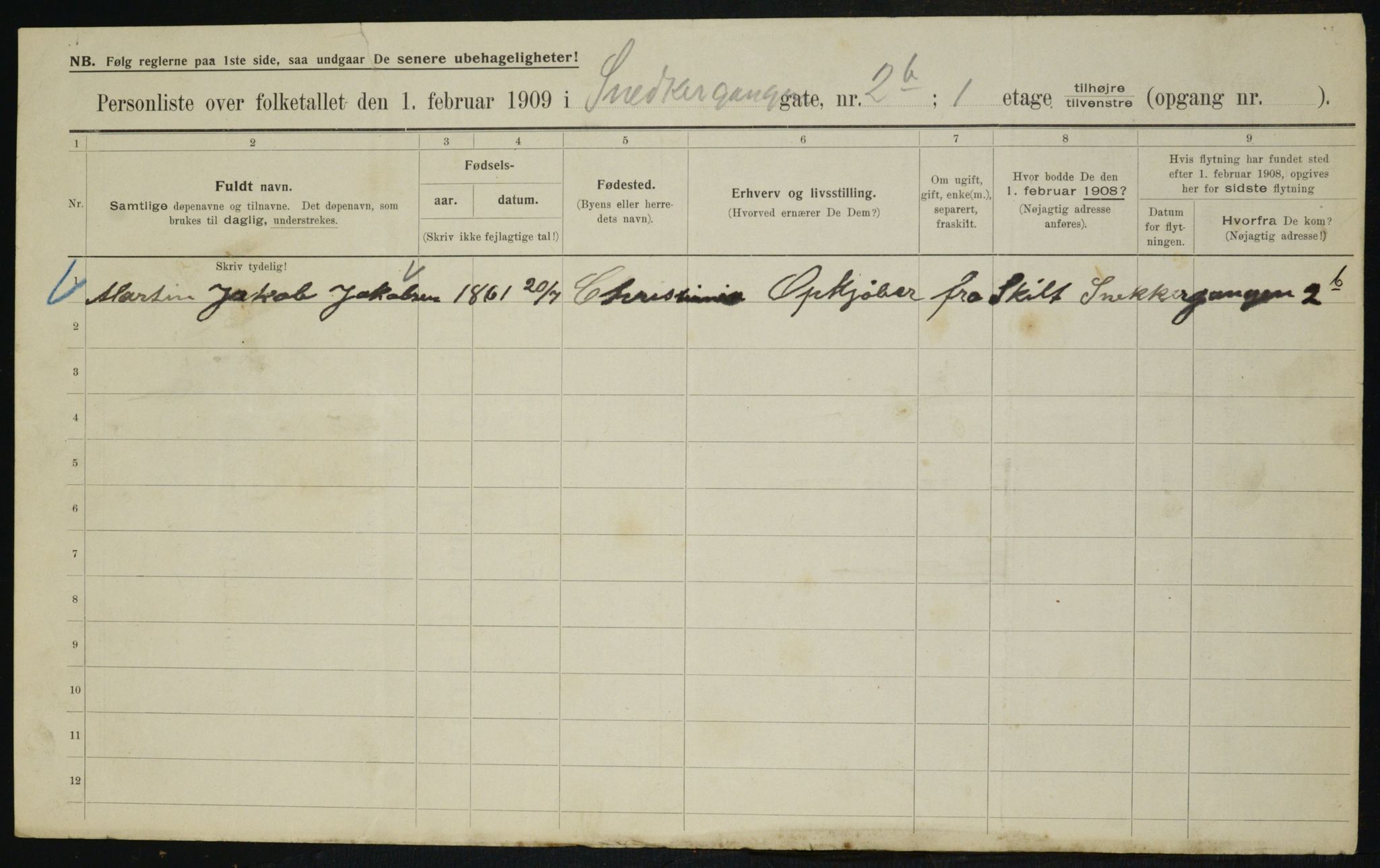 OBA, Municipal Census 1909 for Kristiania, 1909, p. 88822