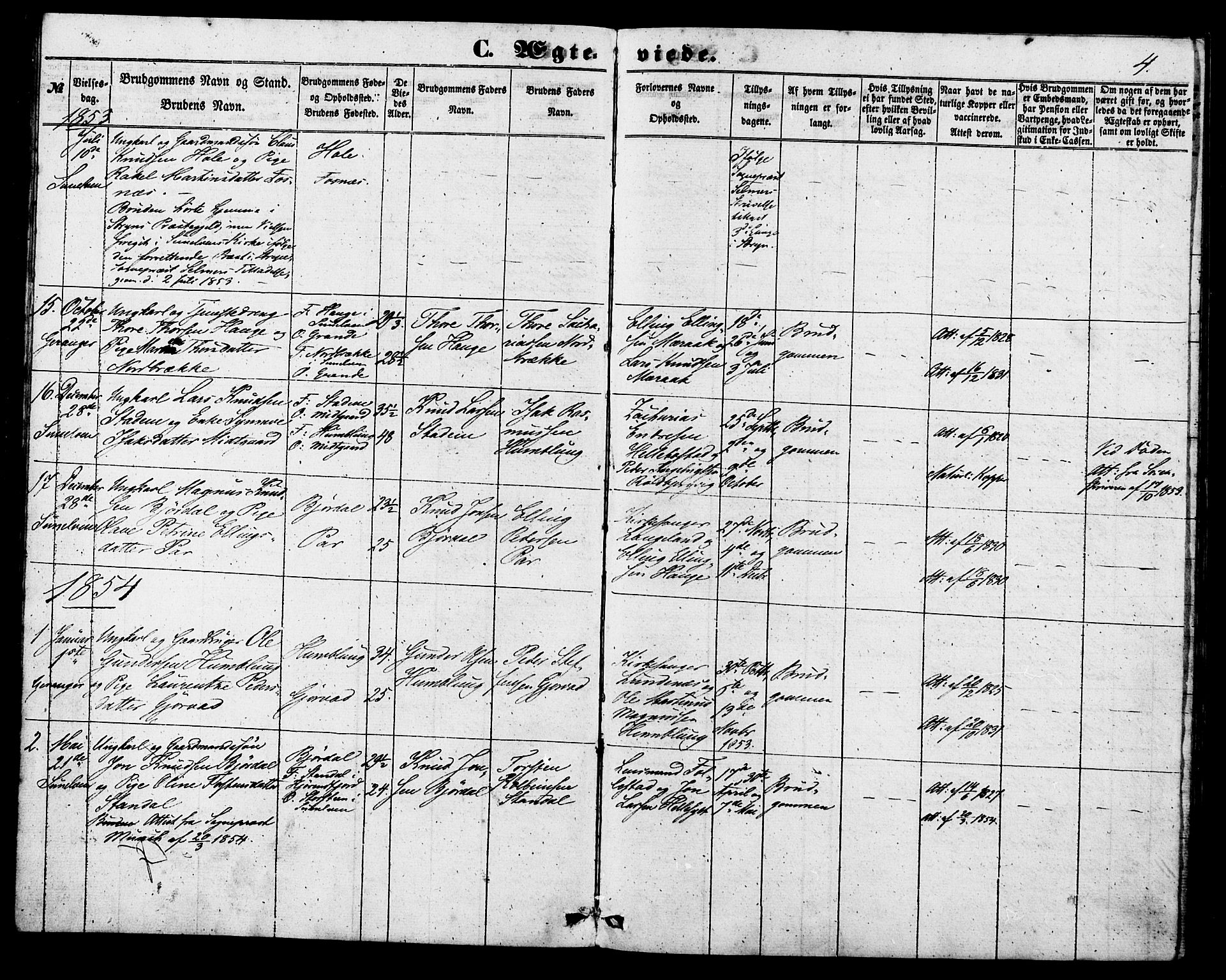 Ministerialprotokoller, klokkerbøker og fødselsregistre - Møre og Romsdal, SAT/A-1454/517/L0224: Parish register (official) no. 517A04, 1853-1880, p. 4