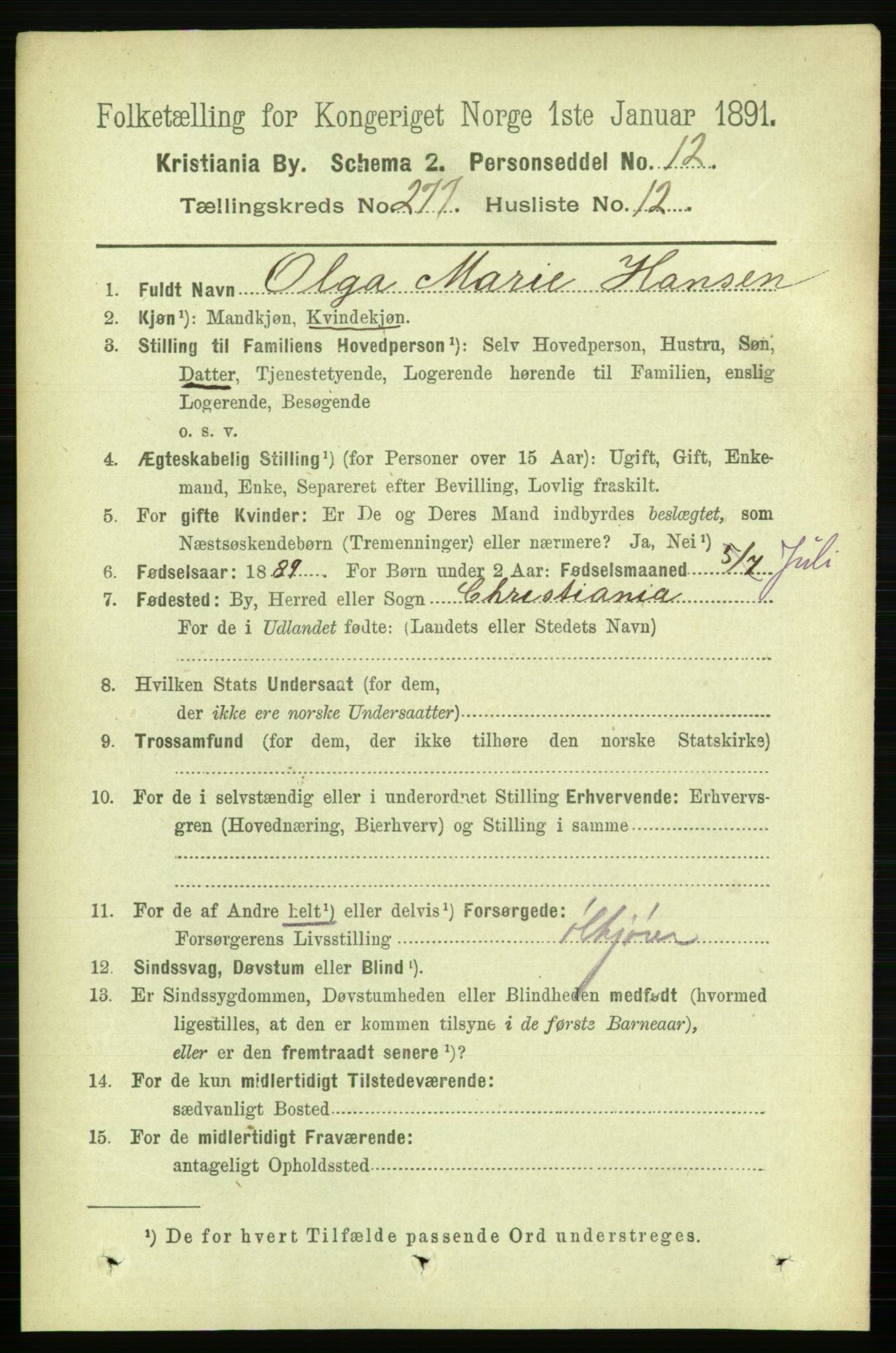 RA, 1891 census for 0301 Kristiania, 1891, p. 168283